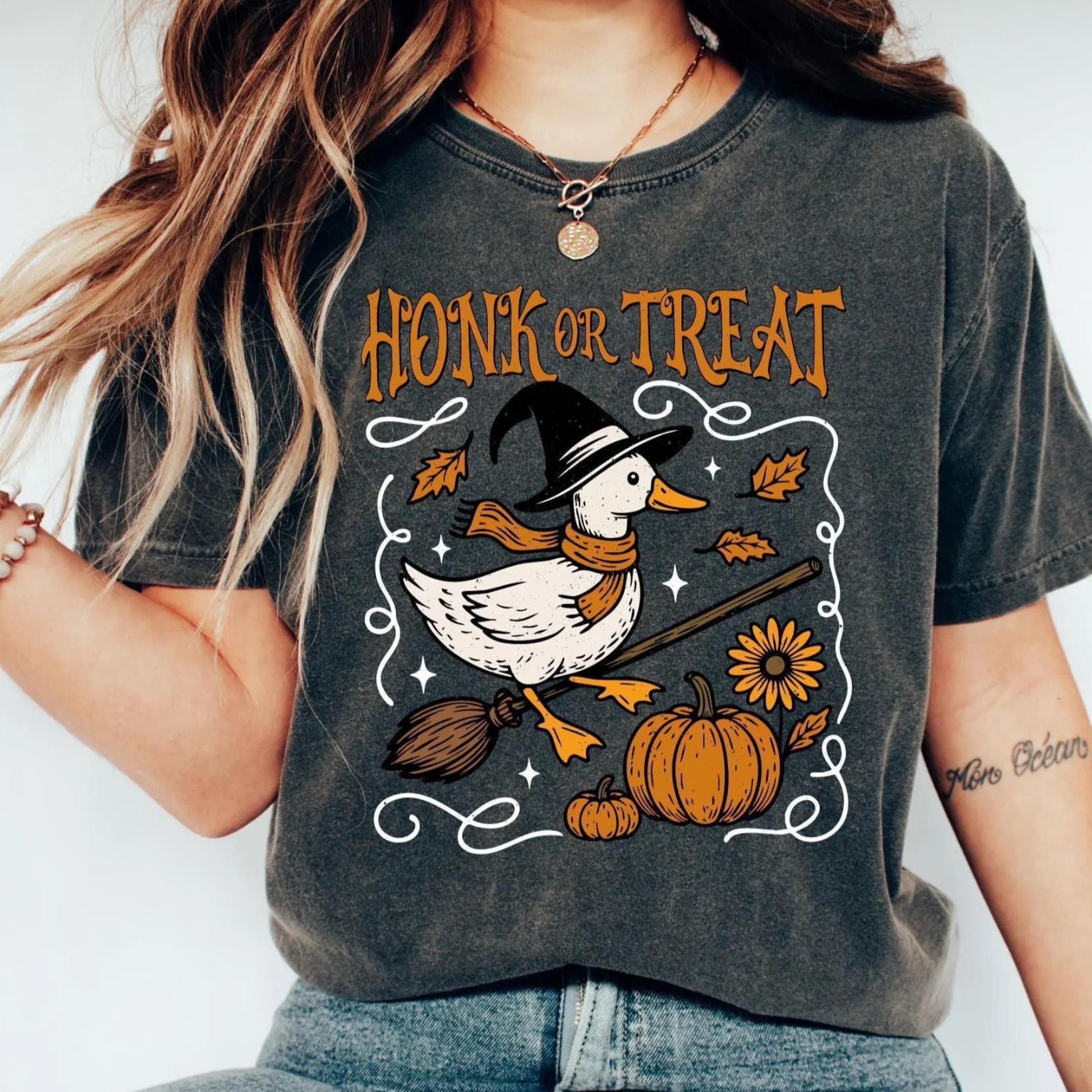 honk or treat shirt, halloween ghost goose shirt, spooky goose shirt, kids halloween shirt
