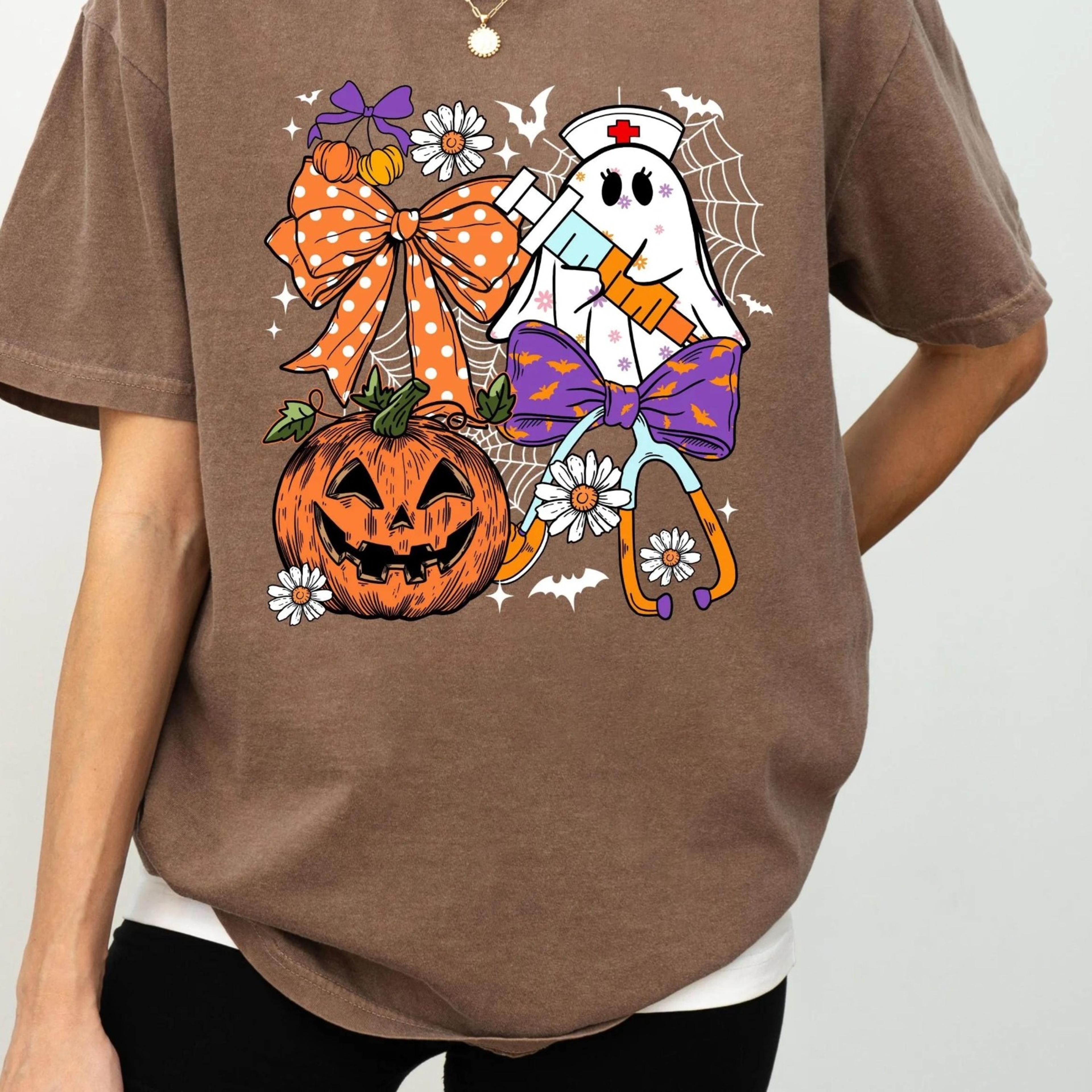 coquette nurse halloween t-shirt, nursing halloween shirt, fall nurse shirt, coquette bow halloween shirt