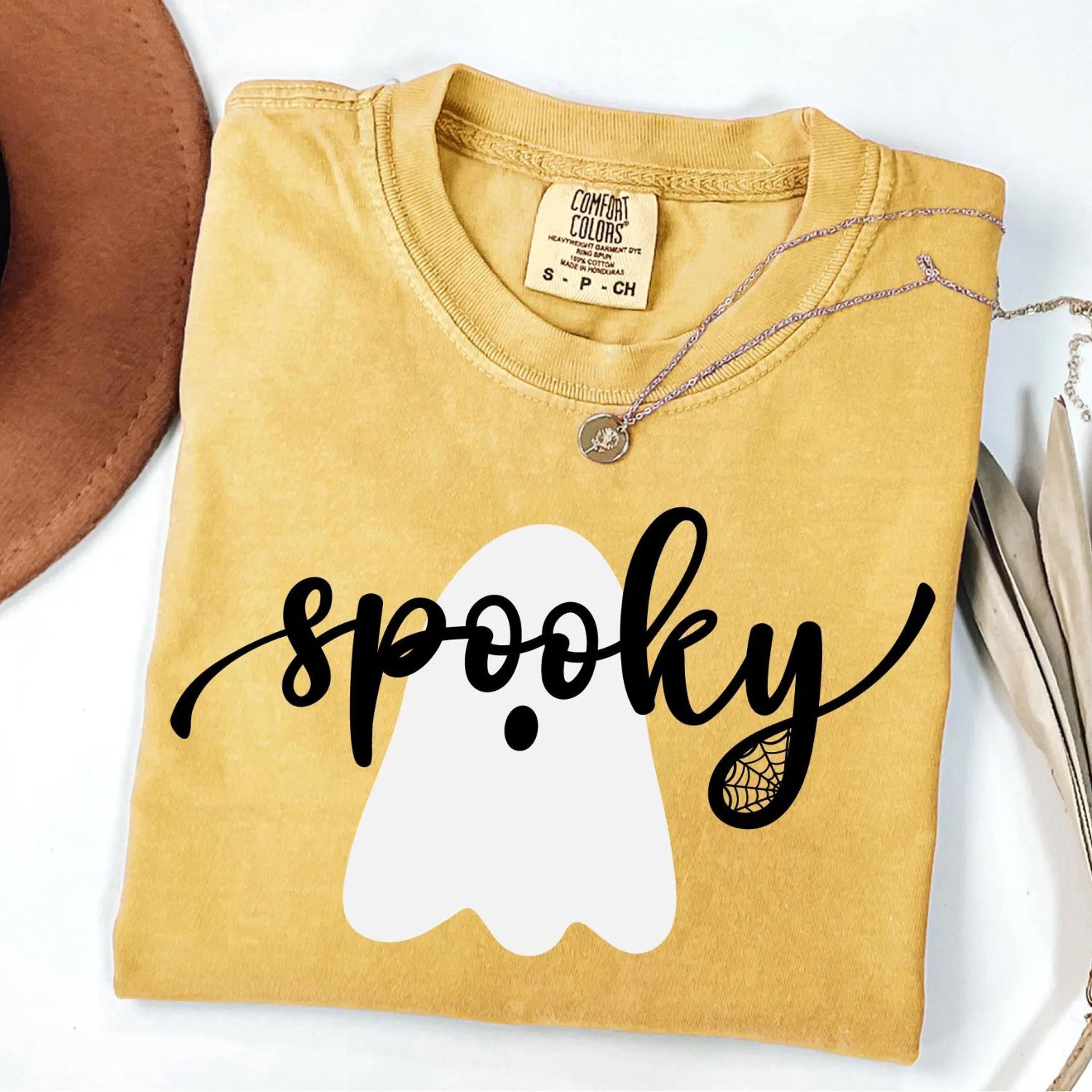 cute spooky shirt boo halloween ghost graphic tee for women