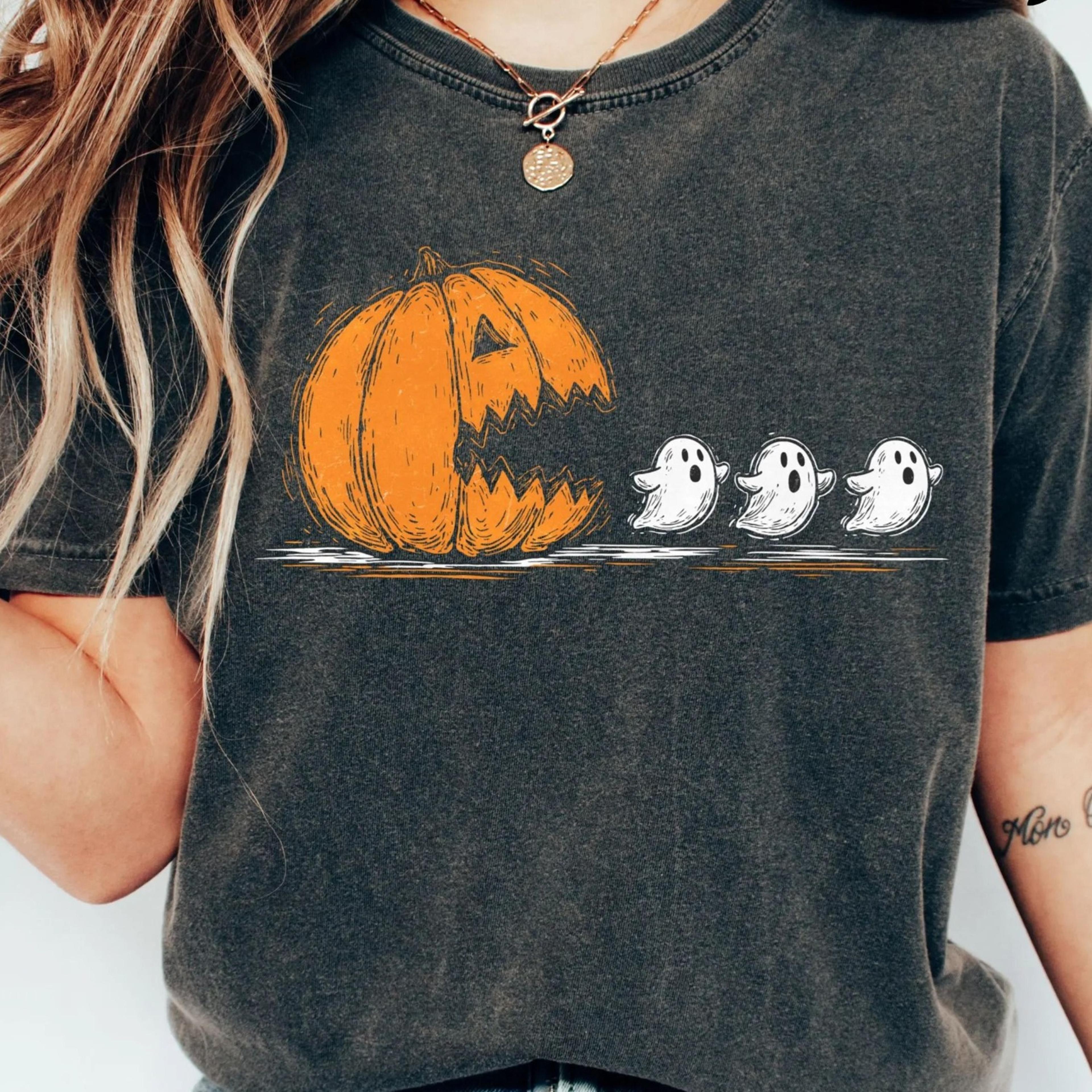 pumpkin ghost t-shirt, halloween ghost shirt, pumpkin fall shirt, witch pumpkin shirt, halloween shirt