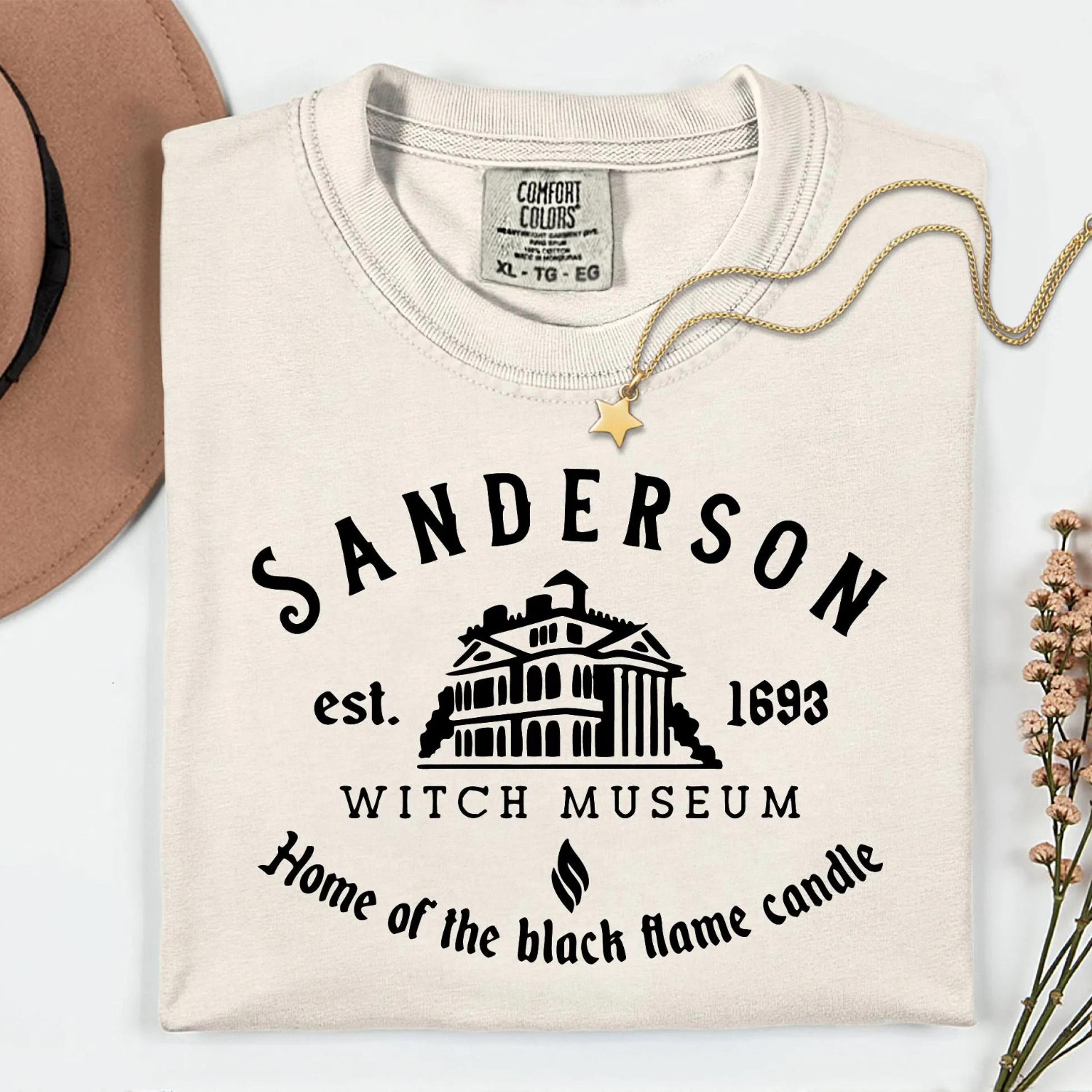 vintage witch museum shirt black flame halloween graphic tee