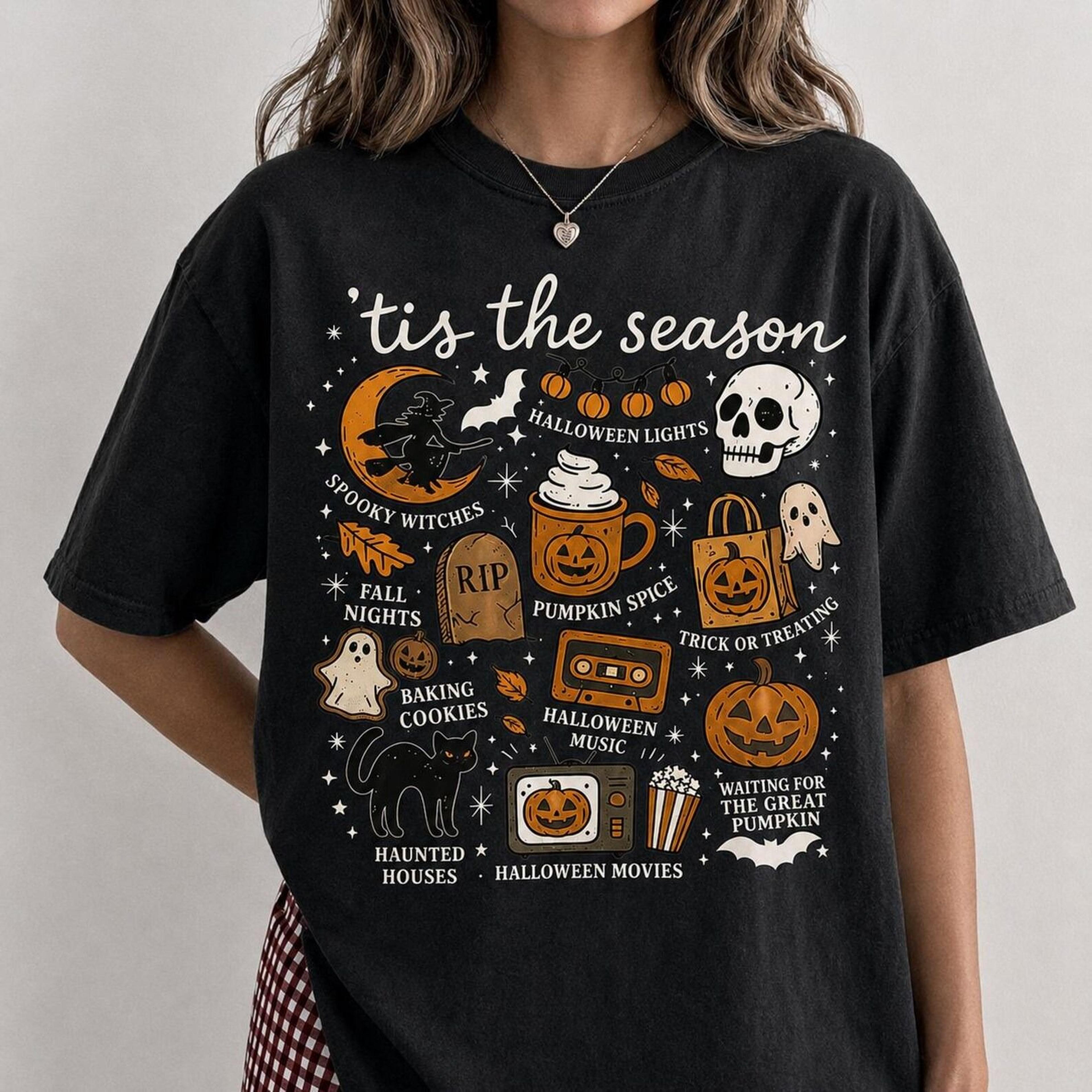 vintage halloween sweatshirt, tis' the season, retro halloween aesthetic, women's halloween shirt, pumpkin witch sweatsh