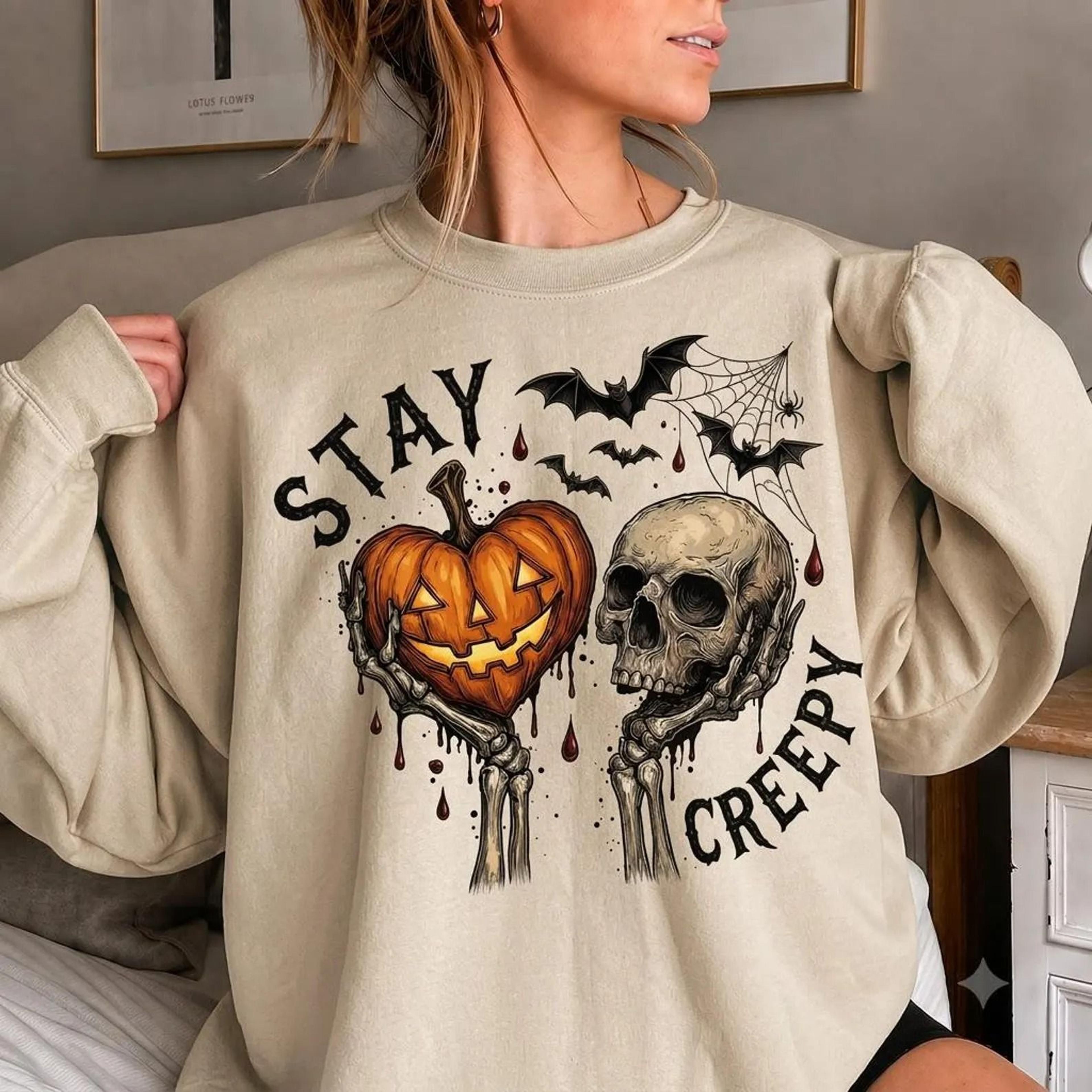 creepy shirt, womens halloween sweatshirt, cute skeleton hands tee, funny halloween outfit, skull tee, spooky season shi