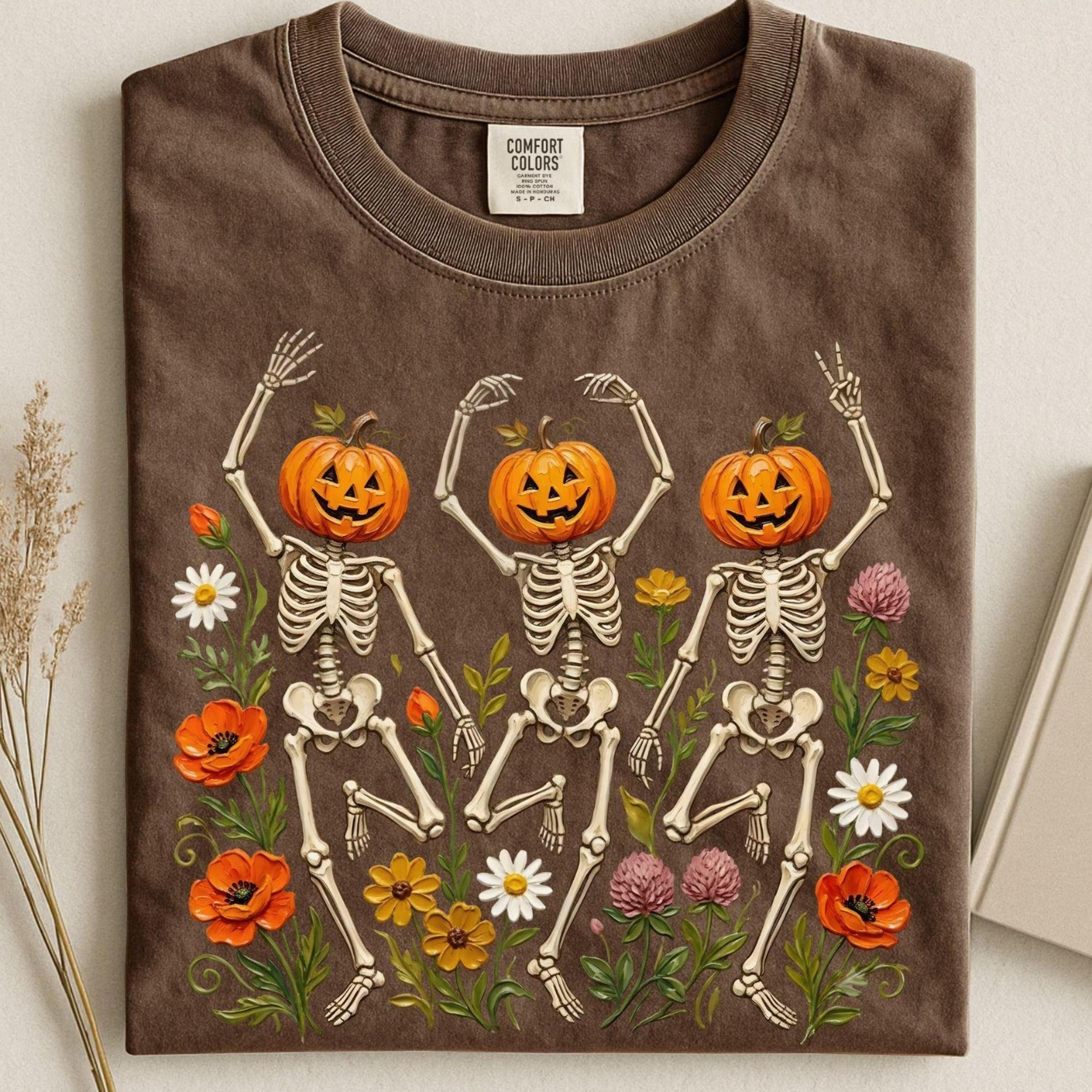 halloween shirt, floral ghost tee, spooky season shirt, trick or treat tee, october comfort colors halloween gift