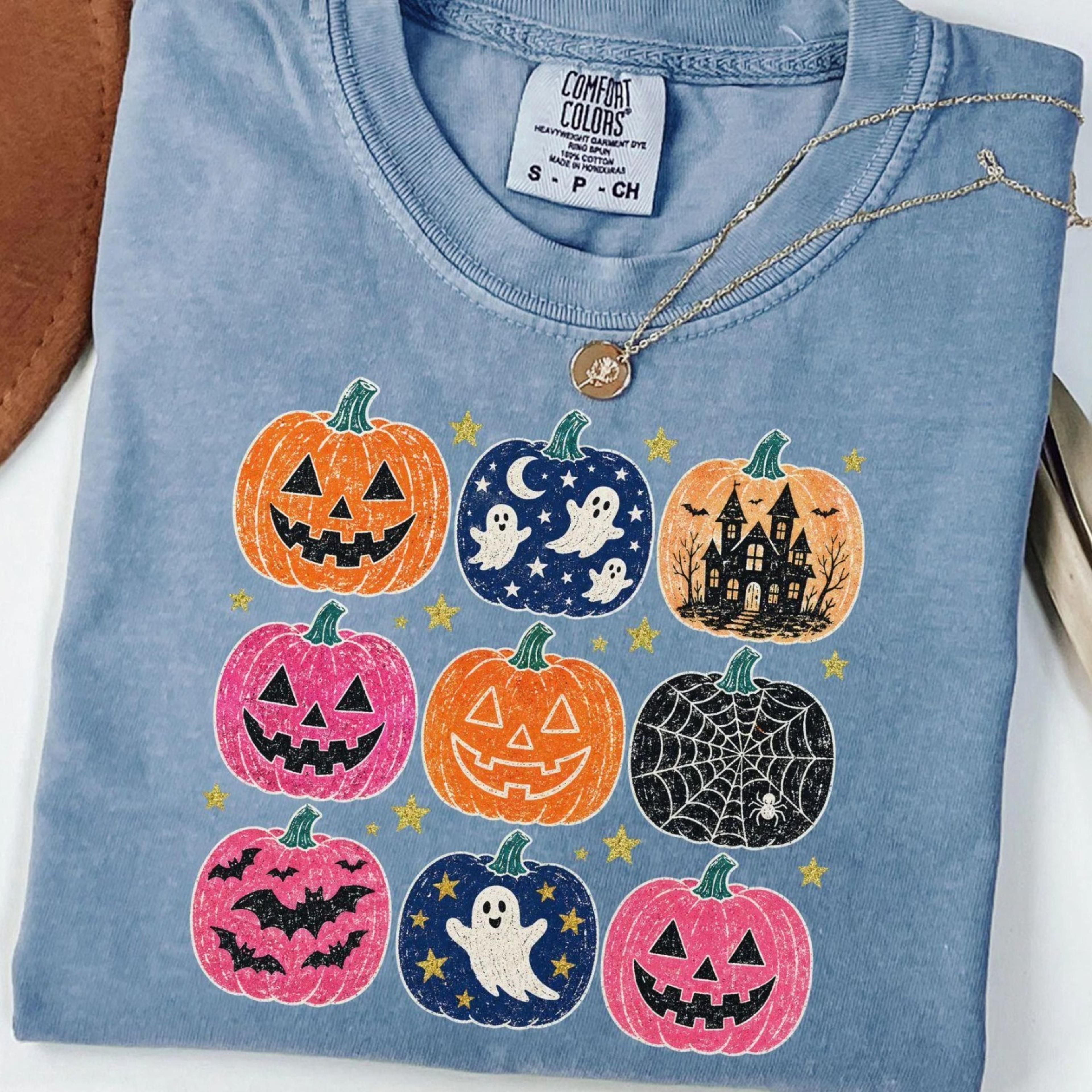 halloween pumpkin shirt, spooky season tee, ghost pumpkin shirt, jack o lantern tee, cute retro halloween comfort colors
