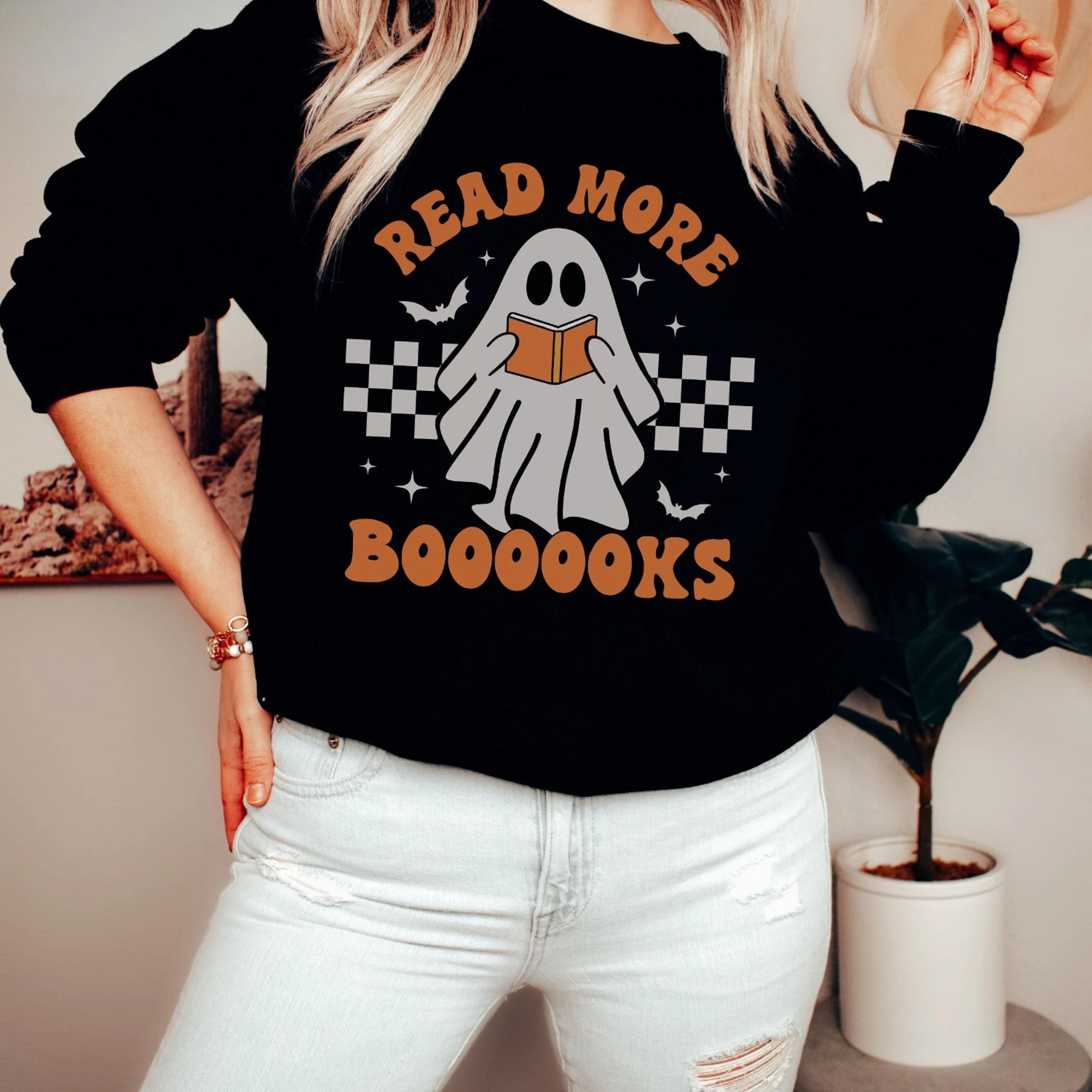 halloween teacher sweatshirt | spooky ghost, read more books