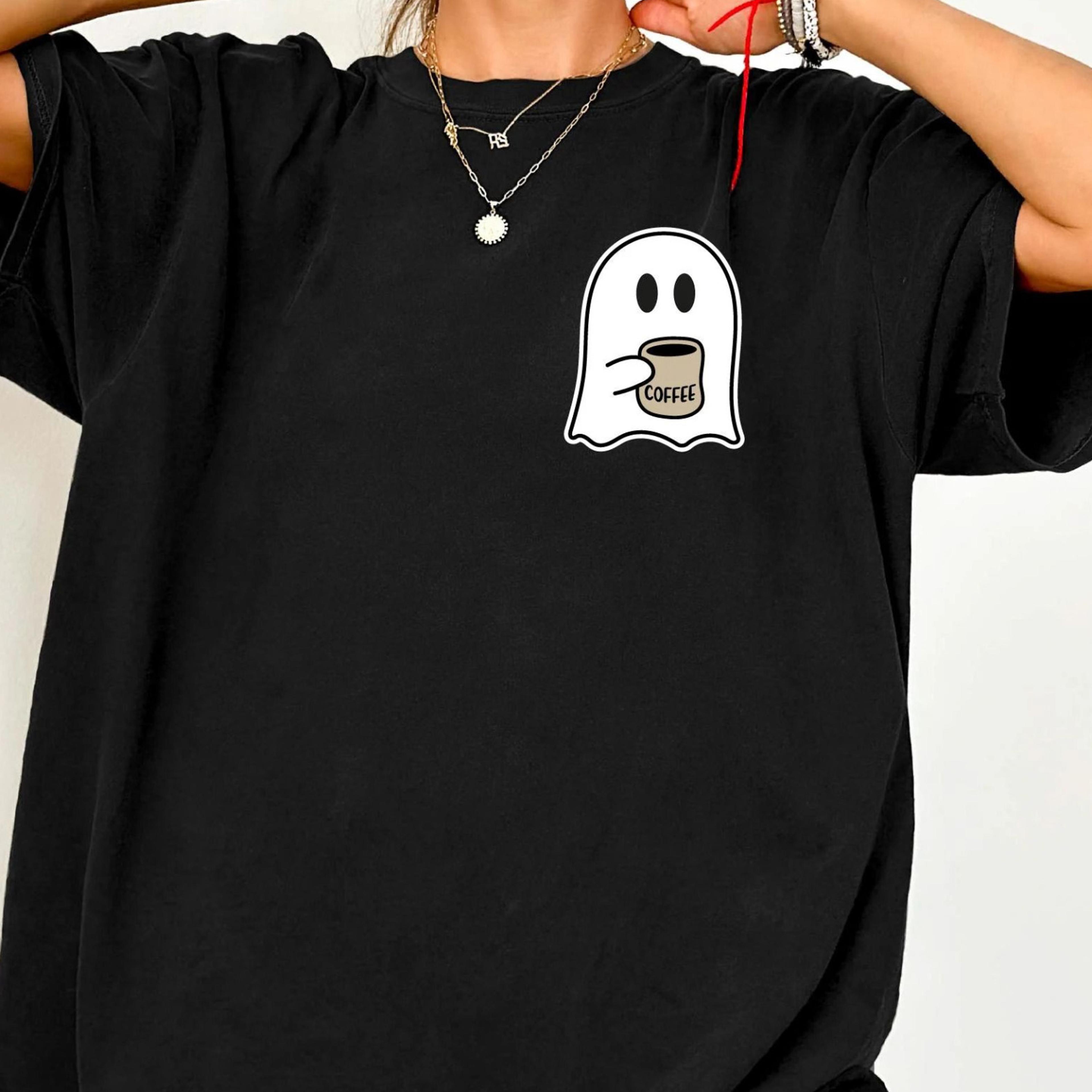 cute spooky coffee shirt, womens ghost shirt, spooky season, fall coffee lover shirt, halloween party shirt