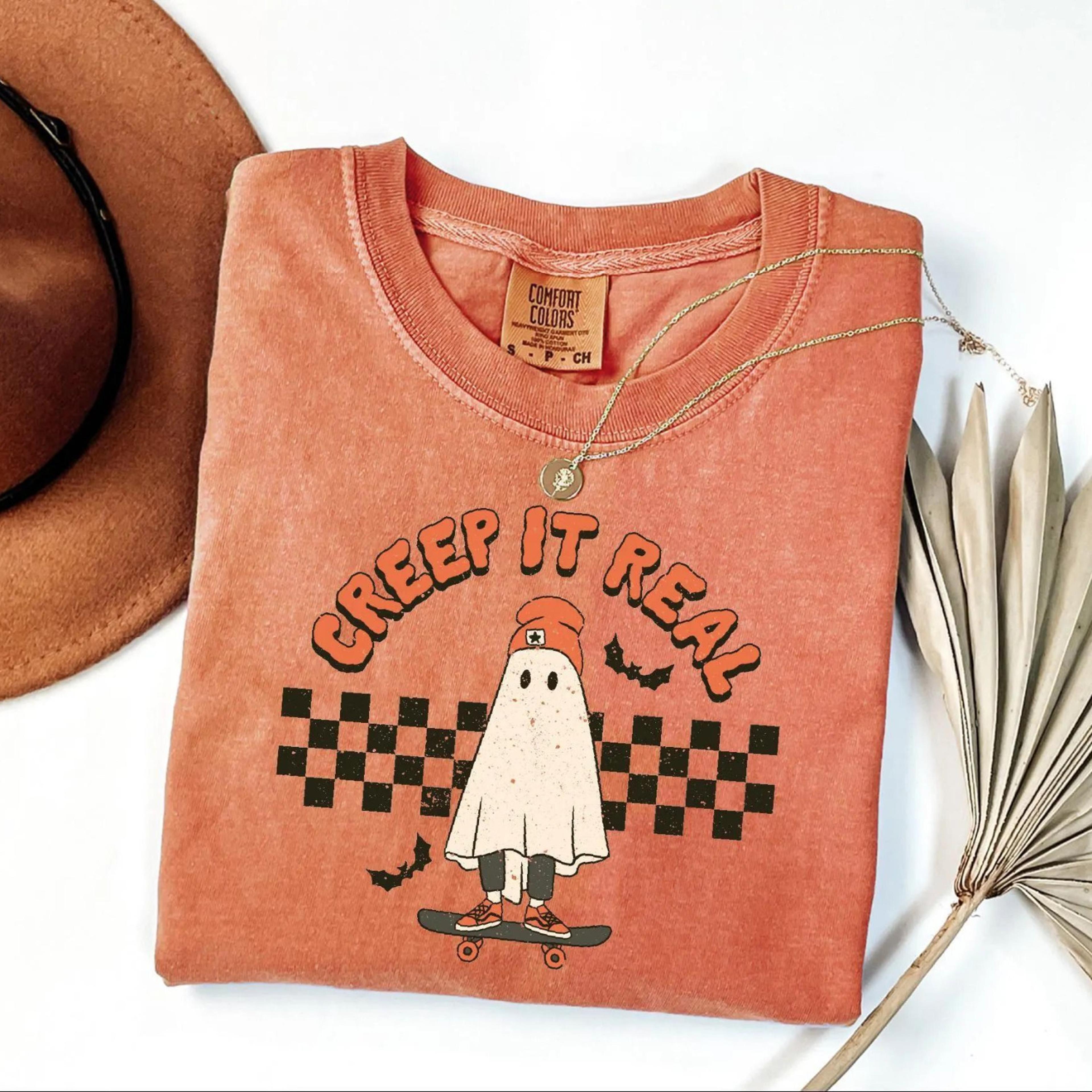 retro ghost shirt, creep it real shirt, kids ghost halloween shirt, womens halloween shirt