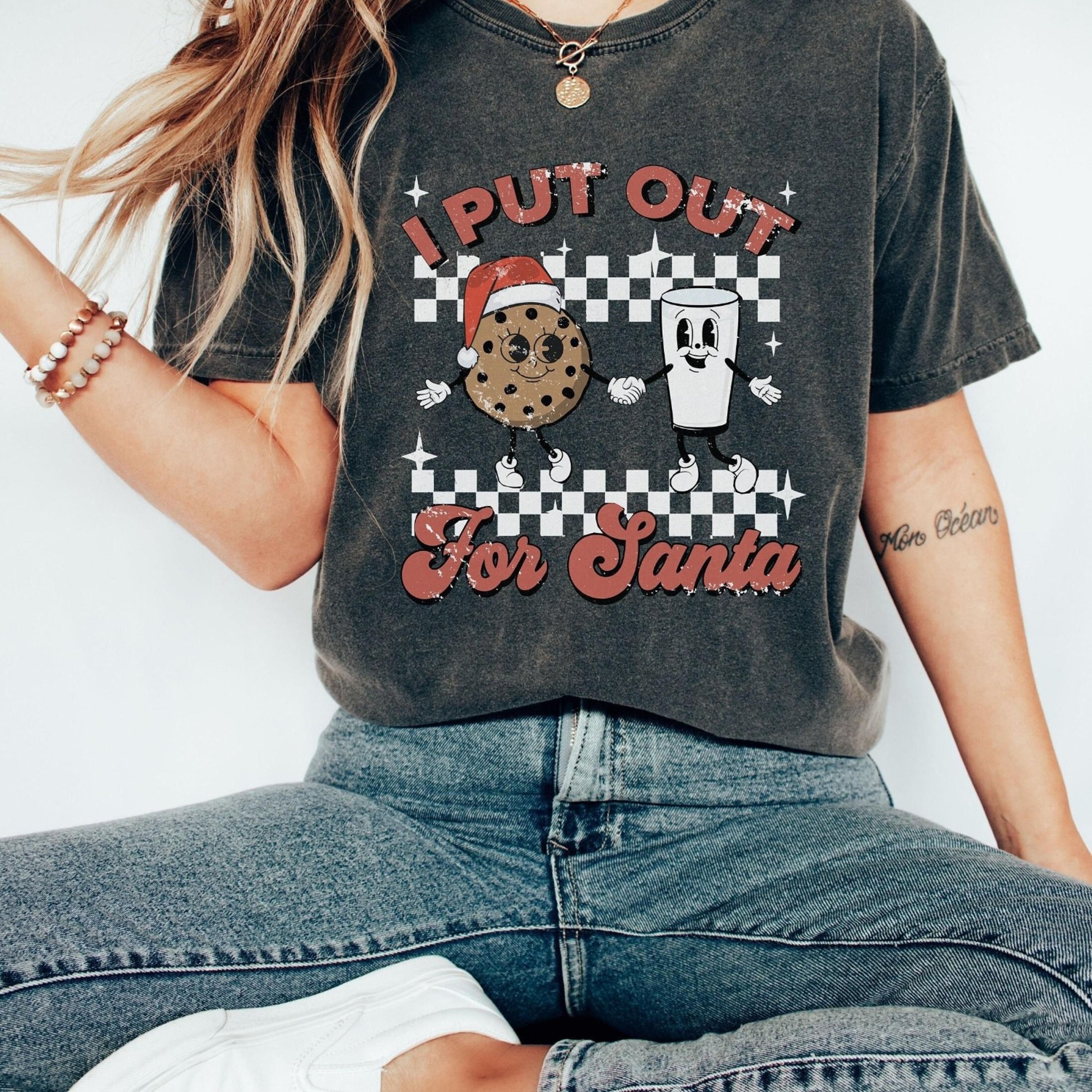 funny retro christmas t-shirt | milk and cookies for santa