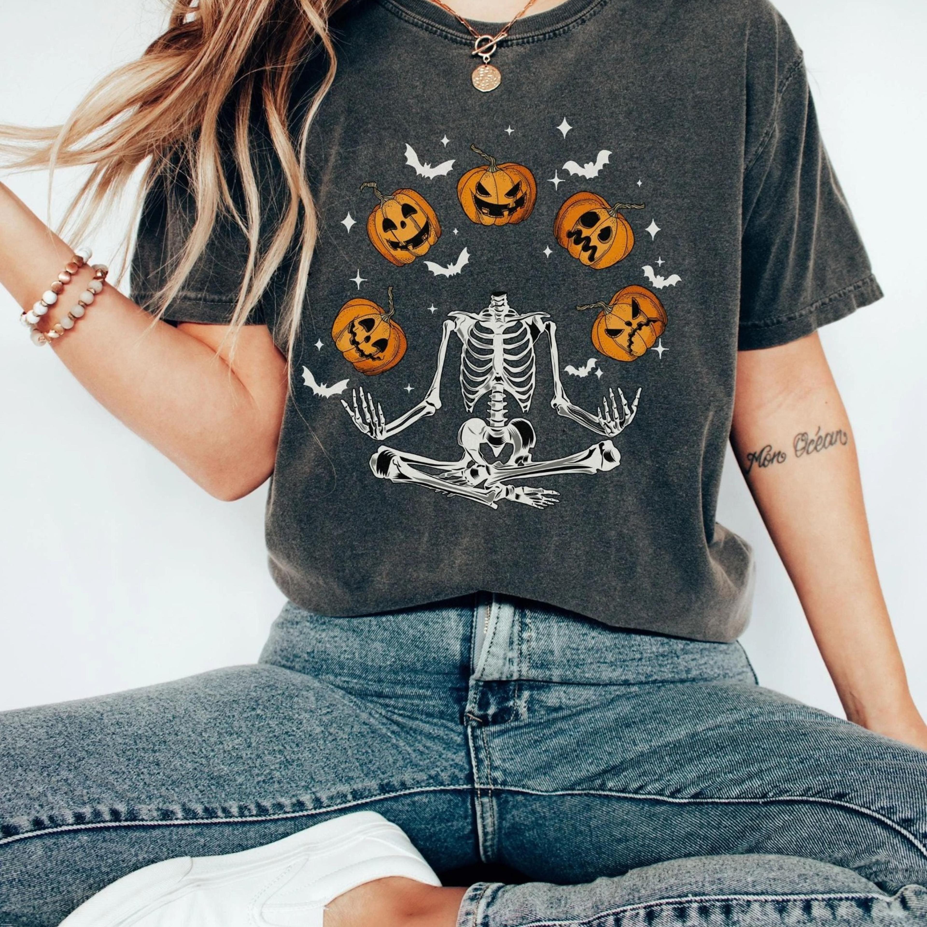 halloween graphic shirt, skeleton shirt, pumpkin shirt, spooky shirt, funny halloween shirt