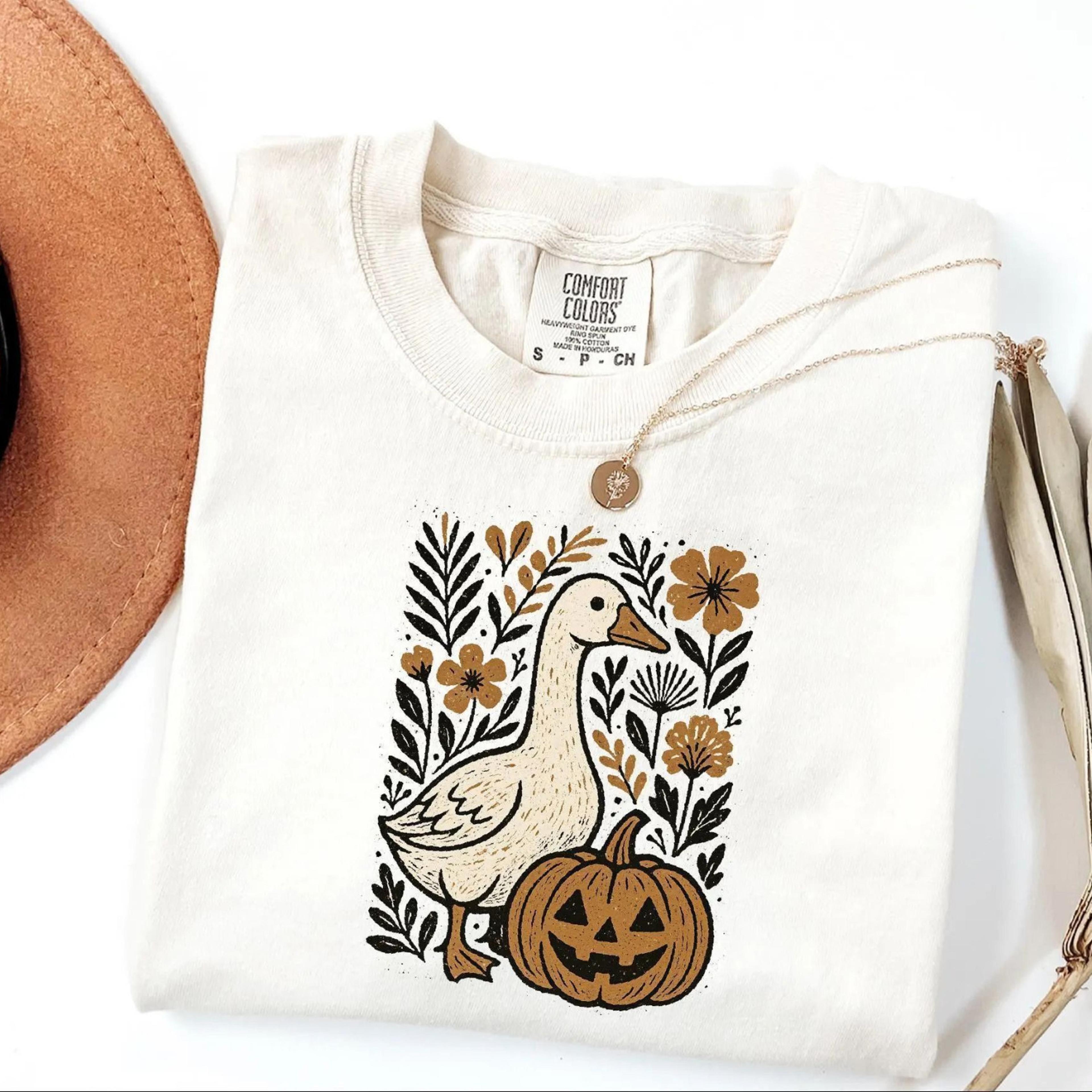halloween floral goose shirt silly goose pumpkin autumn graphic tee