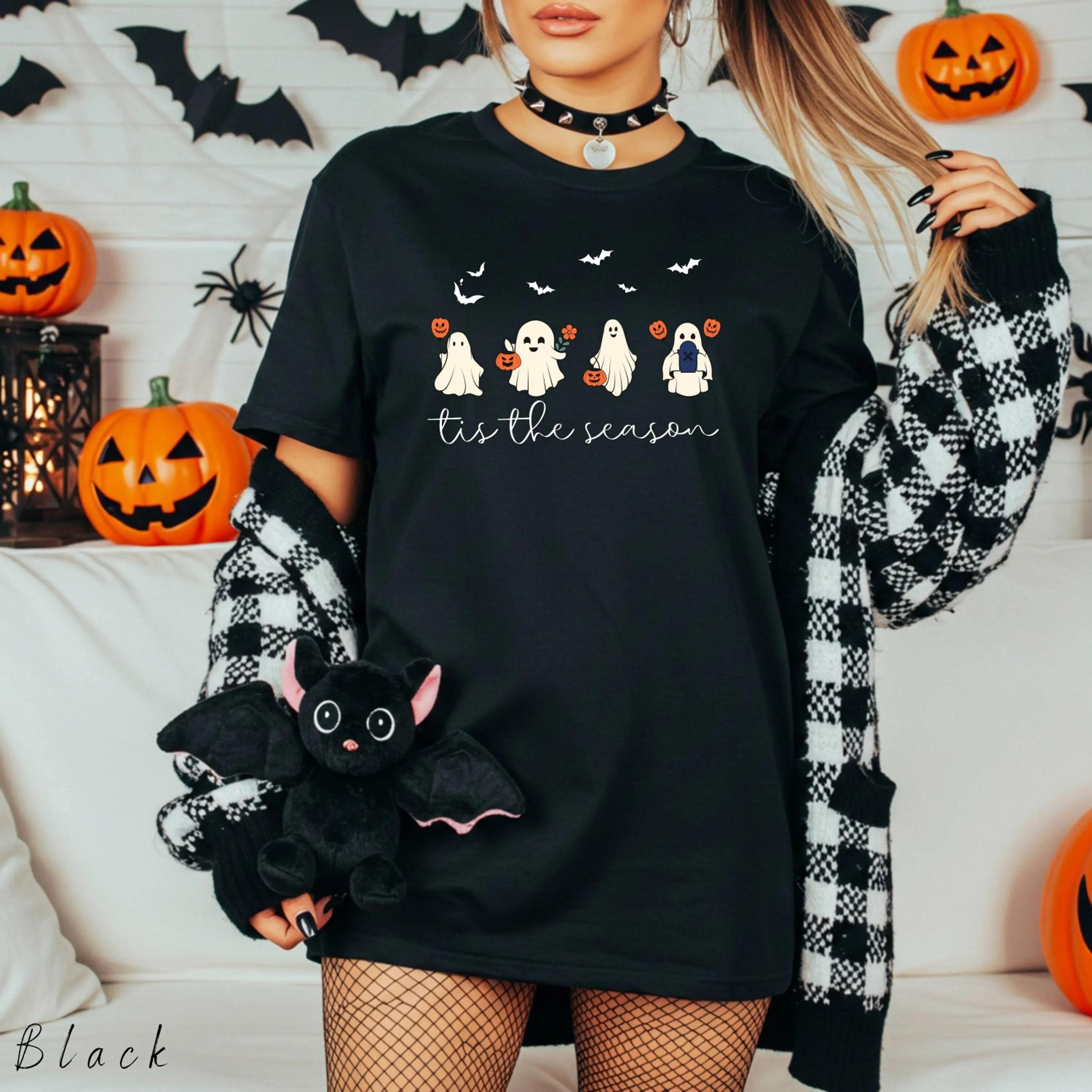 is the season halloween shirt, halloween retro ghost shirt, cute fall shirt, women's halloween tee, pumpkin season
