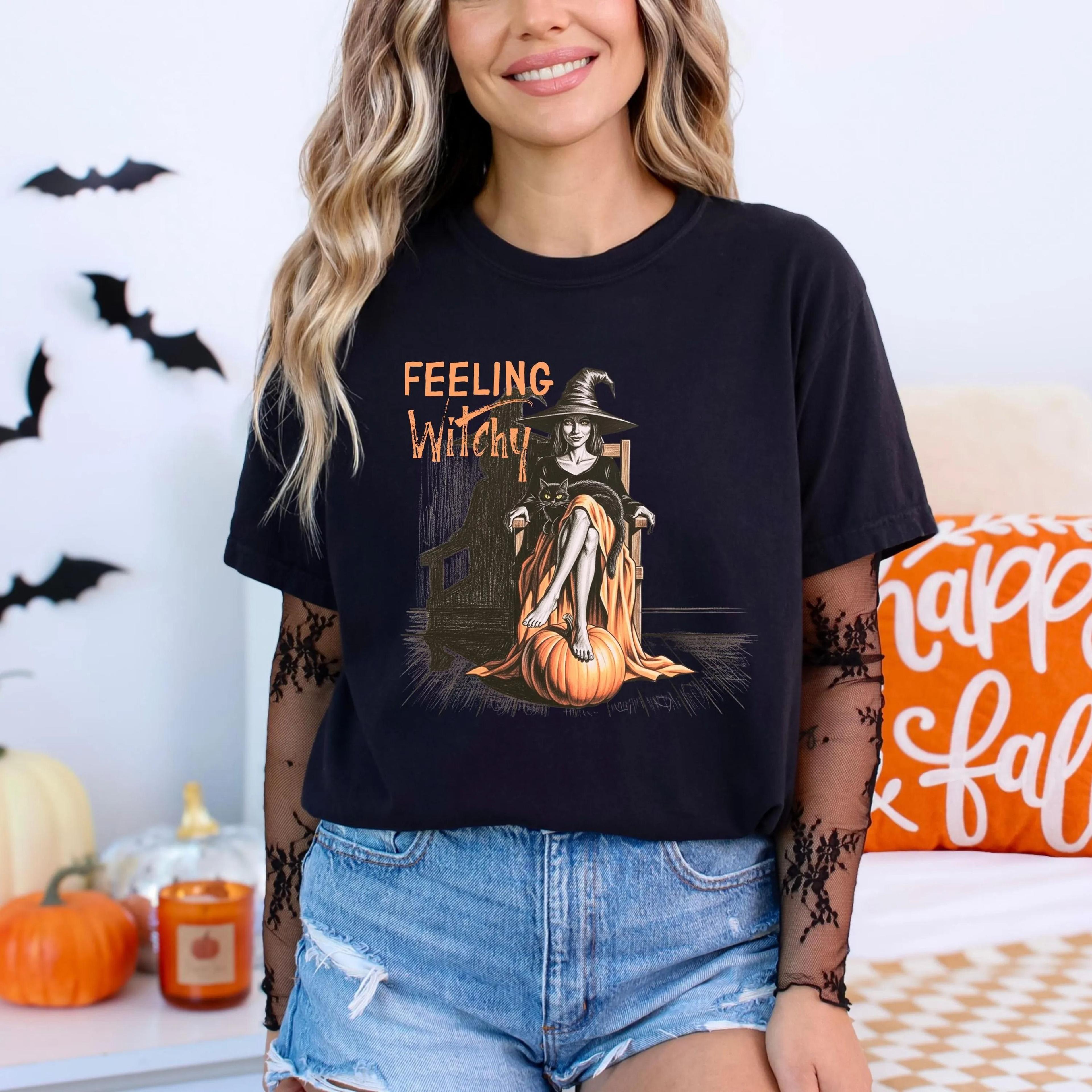 feeling witchy sweatshirt,witch sweatshirt,halloween witch sweatshirt,crazy halloween gift,witch spell sweatshirt,woman