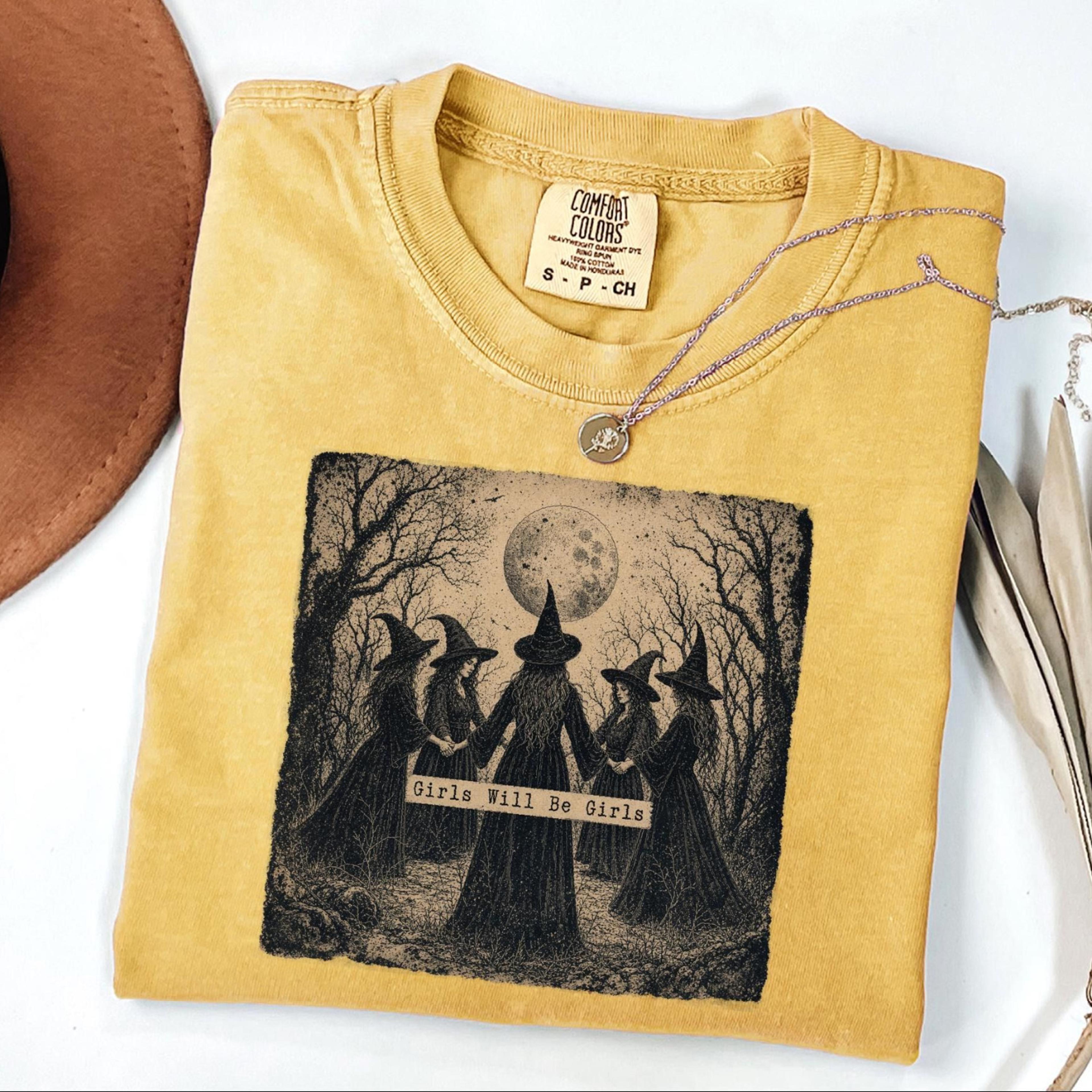 girls will be girls halloween shirt, funny witch sisters tee, spooky season gift