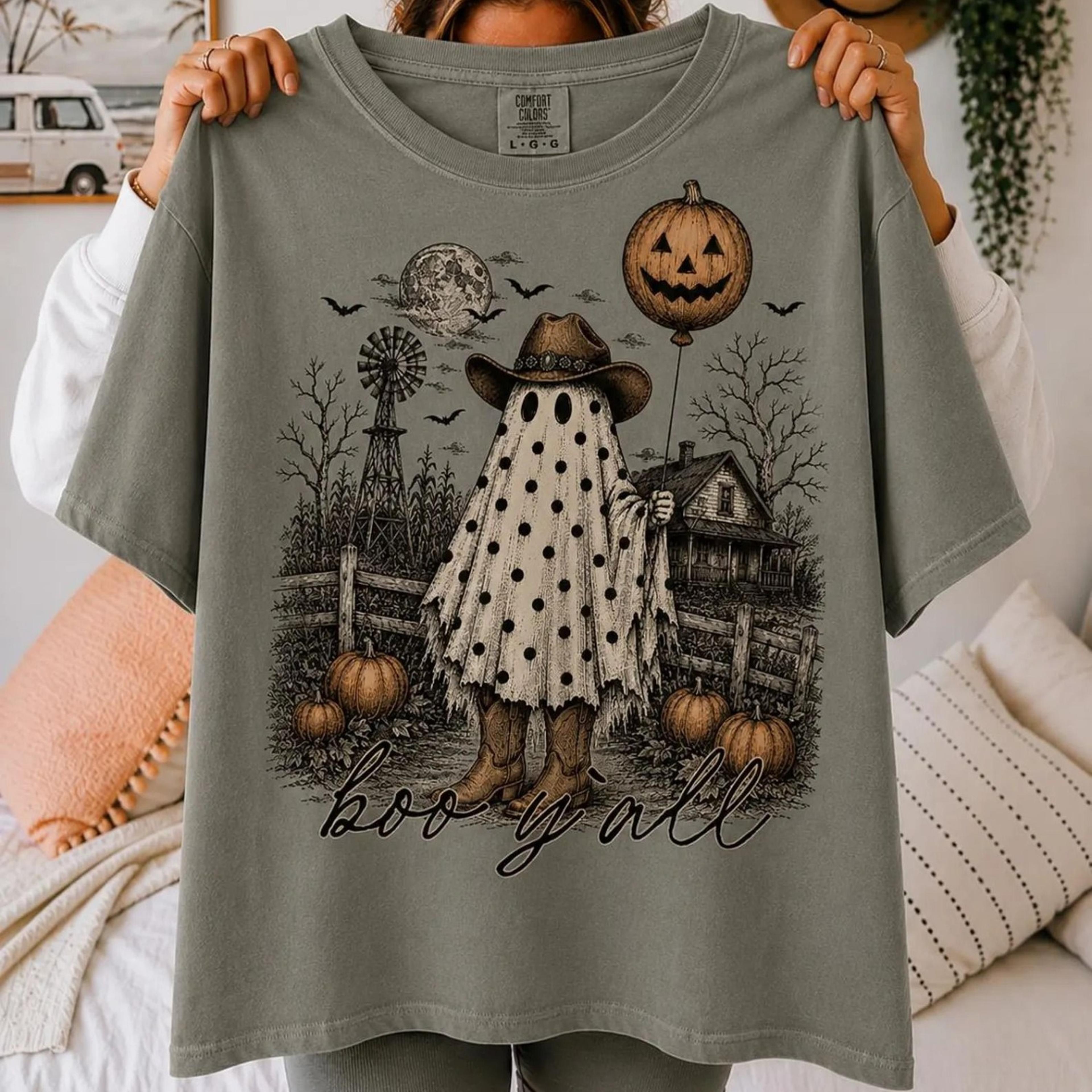 boo yall ghost cowboy shirt western halloween tee cute spooky season comfort colors shirt