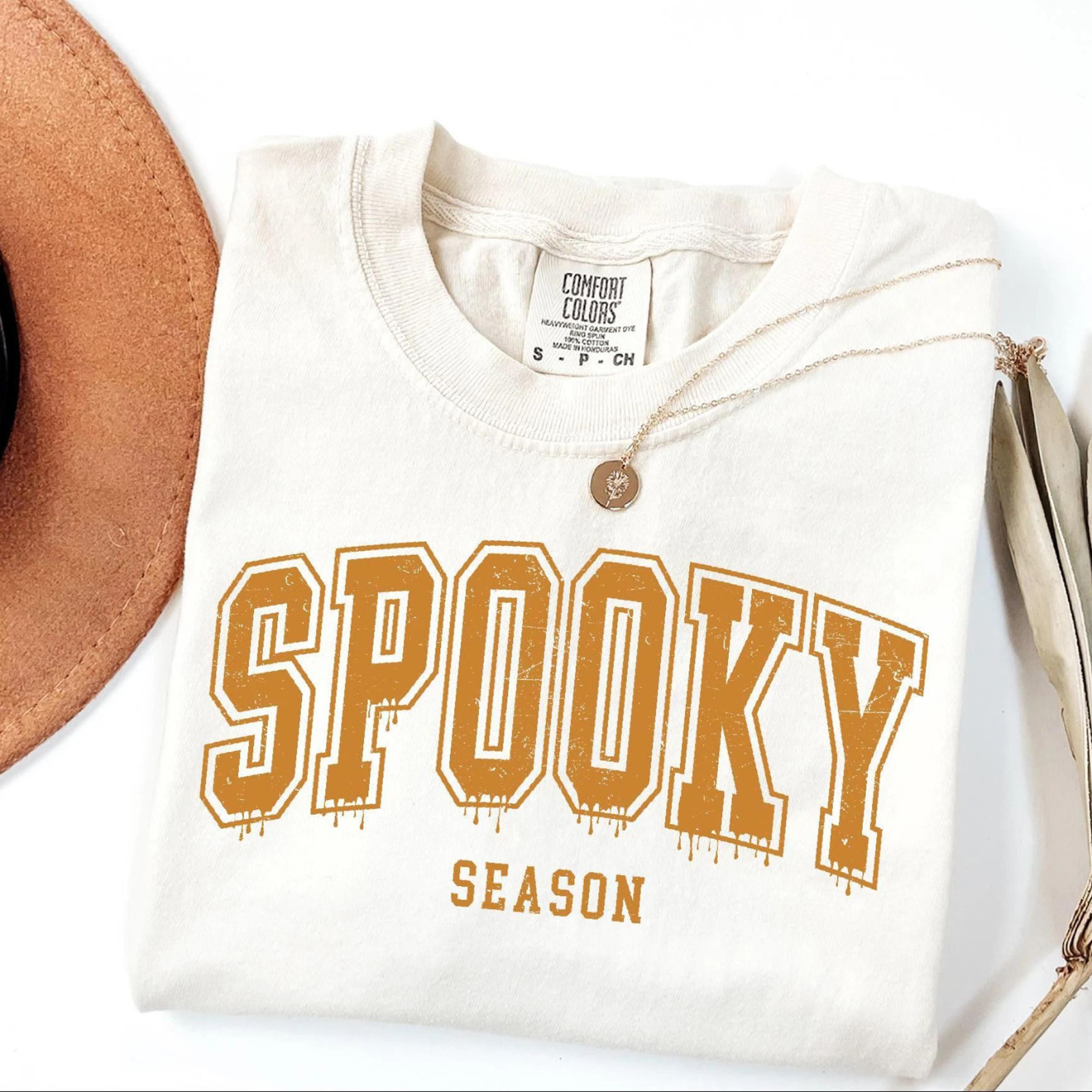 retro spooky season shirt, womens halloween shirt, halloween pumpkin shirt, halloween outfit, cute fall season shirt