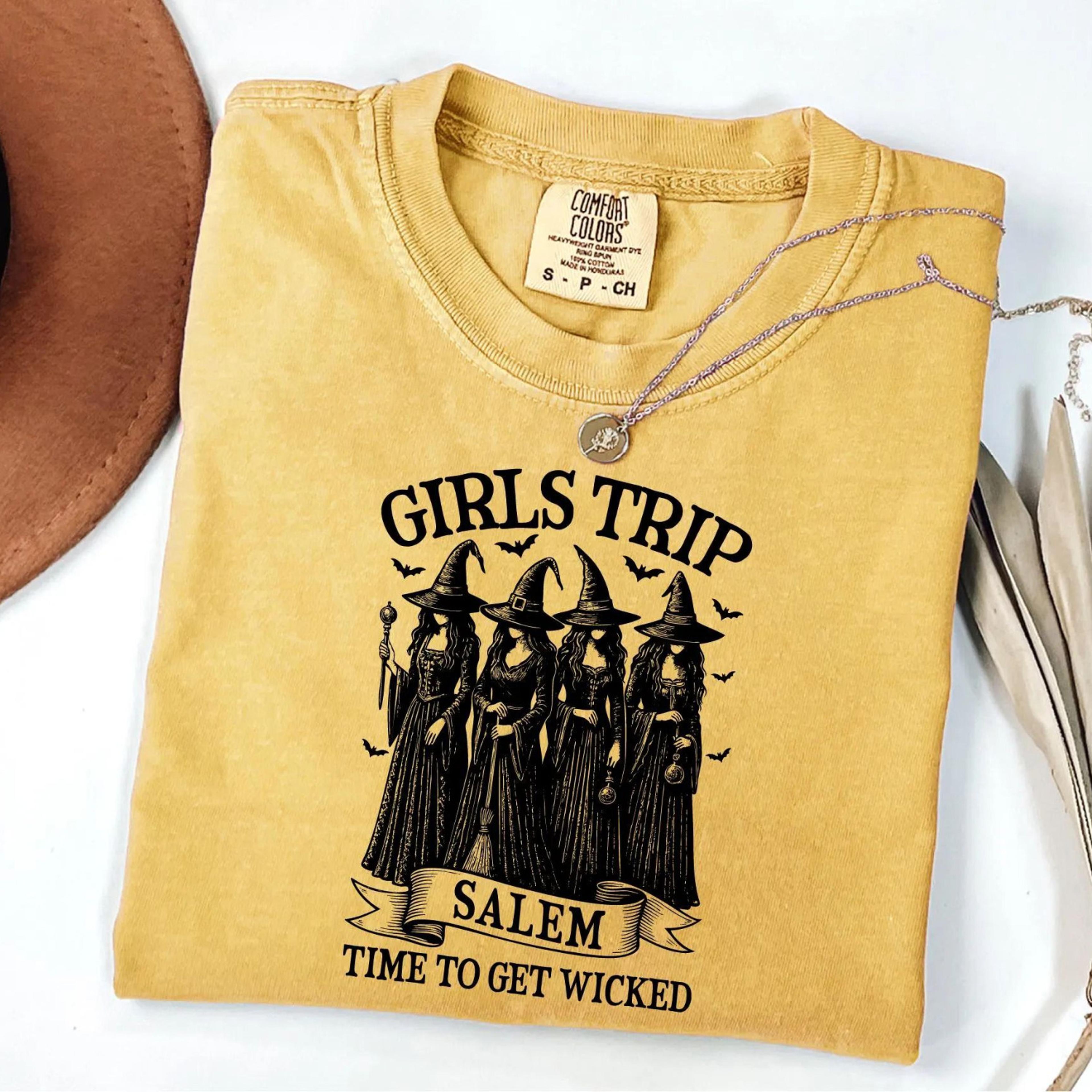 girls trip salem shirt, halloween shirt, retro halloween shirt, halloween witch shirt, salem massachusetts, salem witche