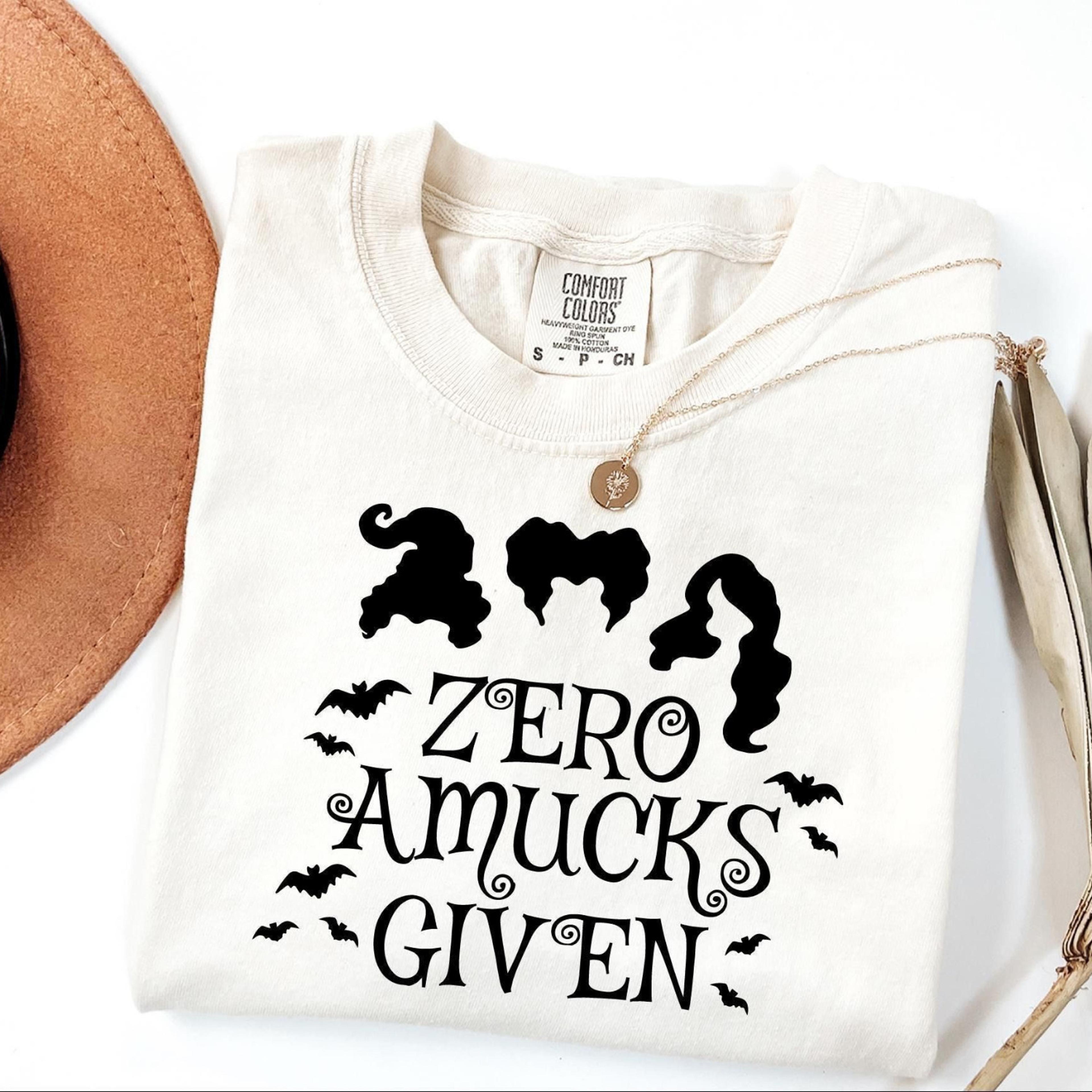 halloween witch shirt, zero amucks given, sanderson halloween shirt, witch broom shirt, womens halloween gift, spooky se