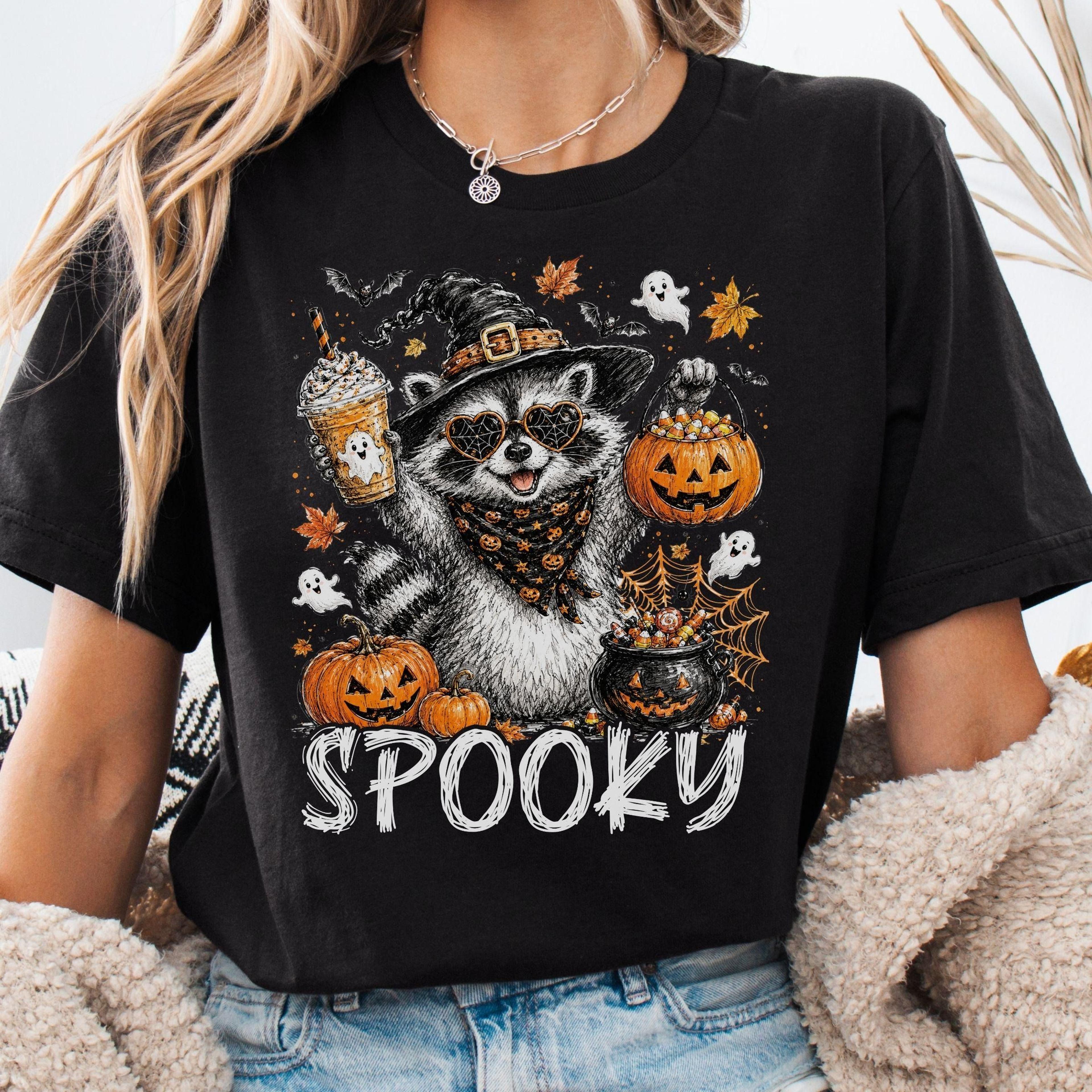 raccoon sweatshirt halloween pumpkin shirt for fall animal lovers gift