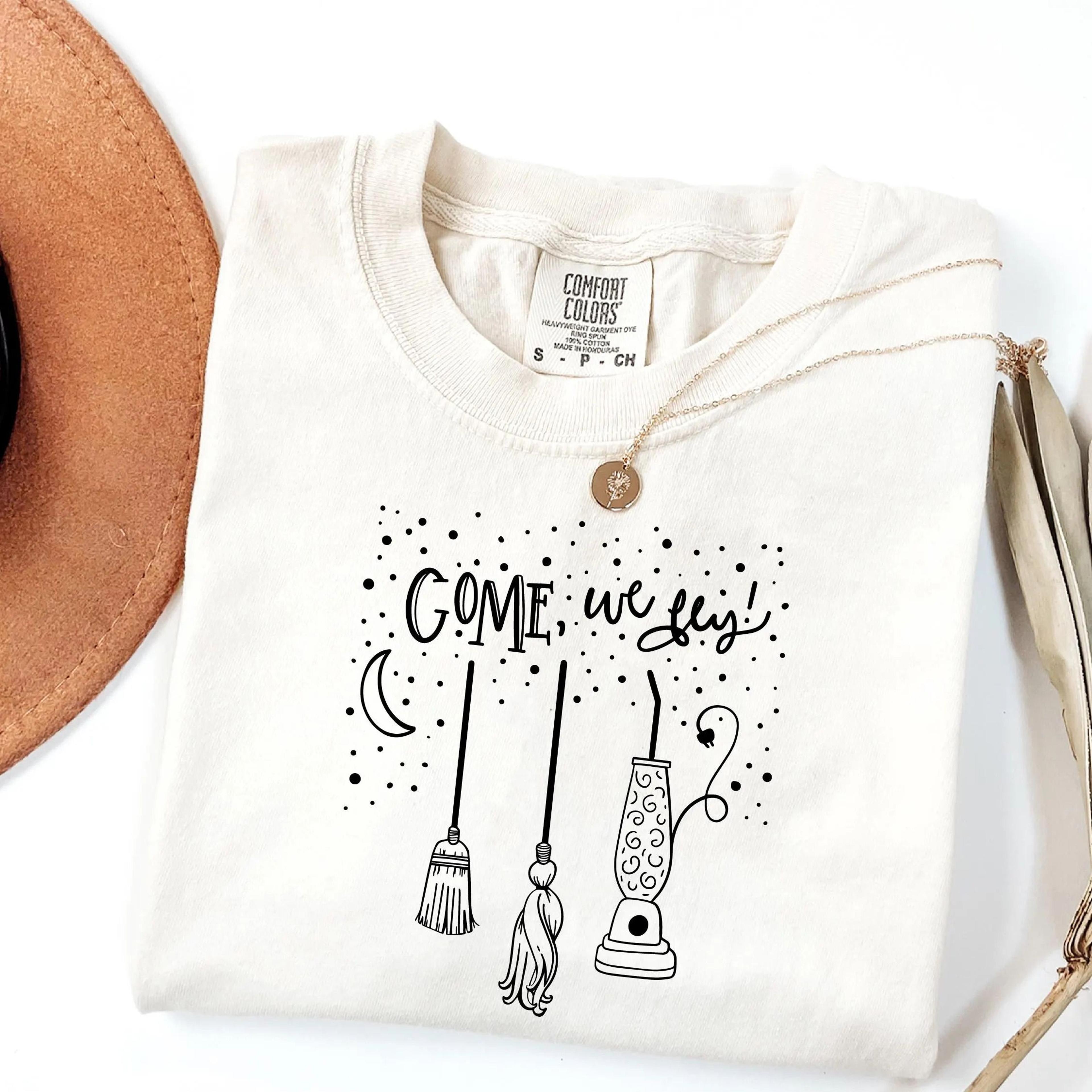 come we fly shirt, witch broom shirt, salem witch halloween gift, hocus pocus shirt, witches gift, funny witch halloween