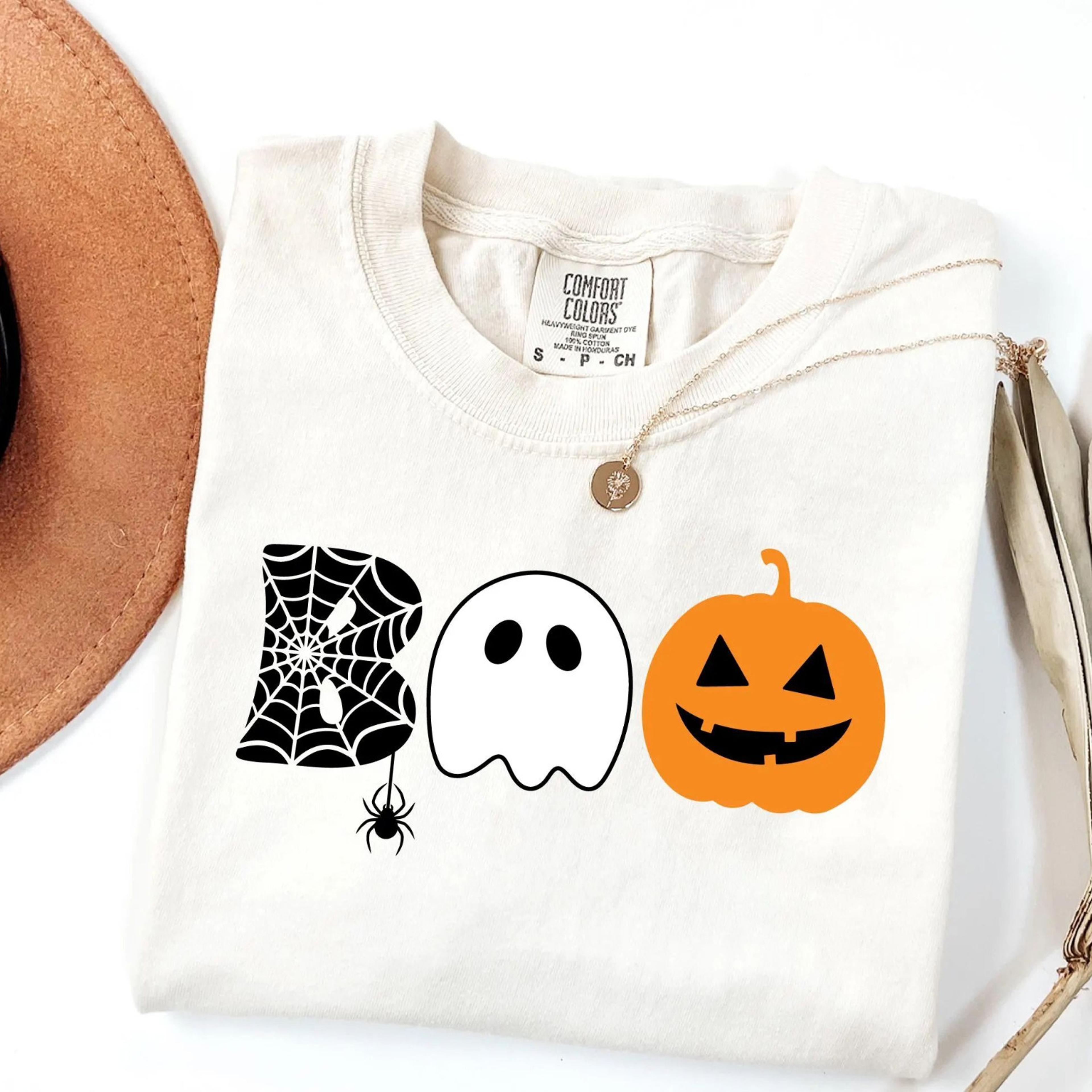 halloween boo shirt cute ghost pumpkin spider spooky season tee