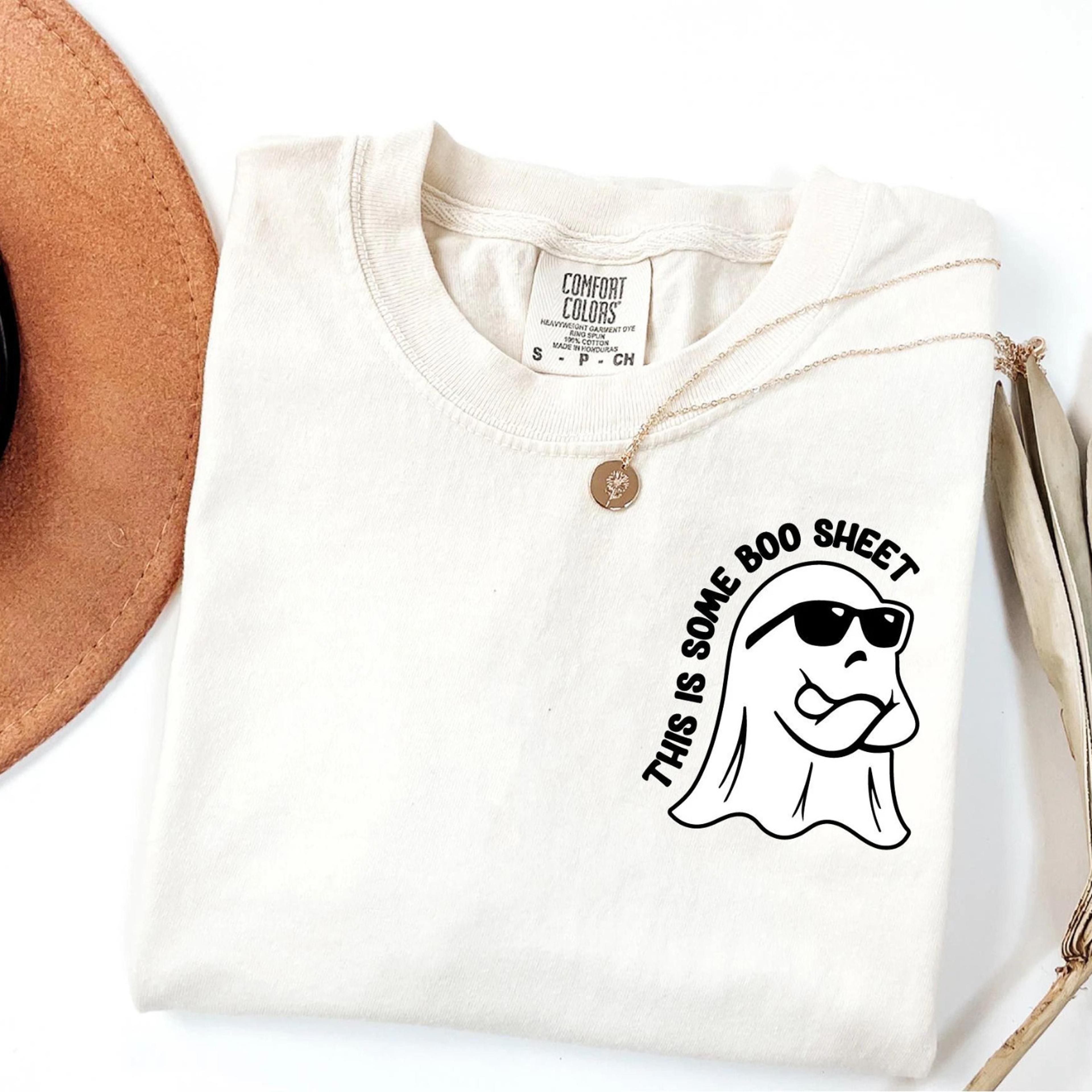 this is some boo sheet spooky halloween shirt, cute ghost shirt, womens halloween tee, cozy fall graphic tee, spooky sea