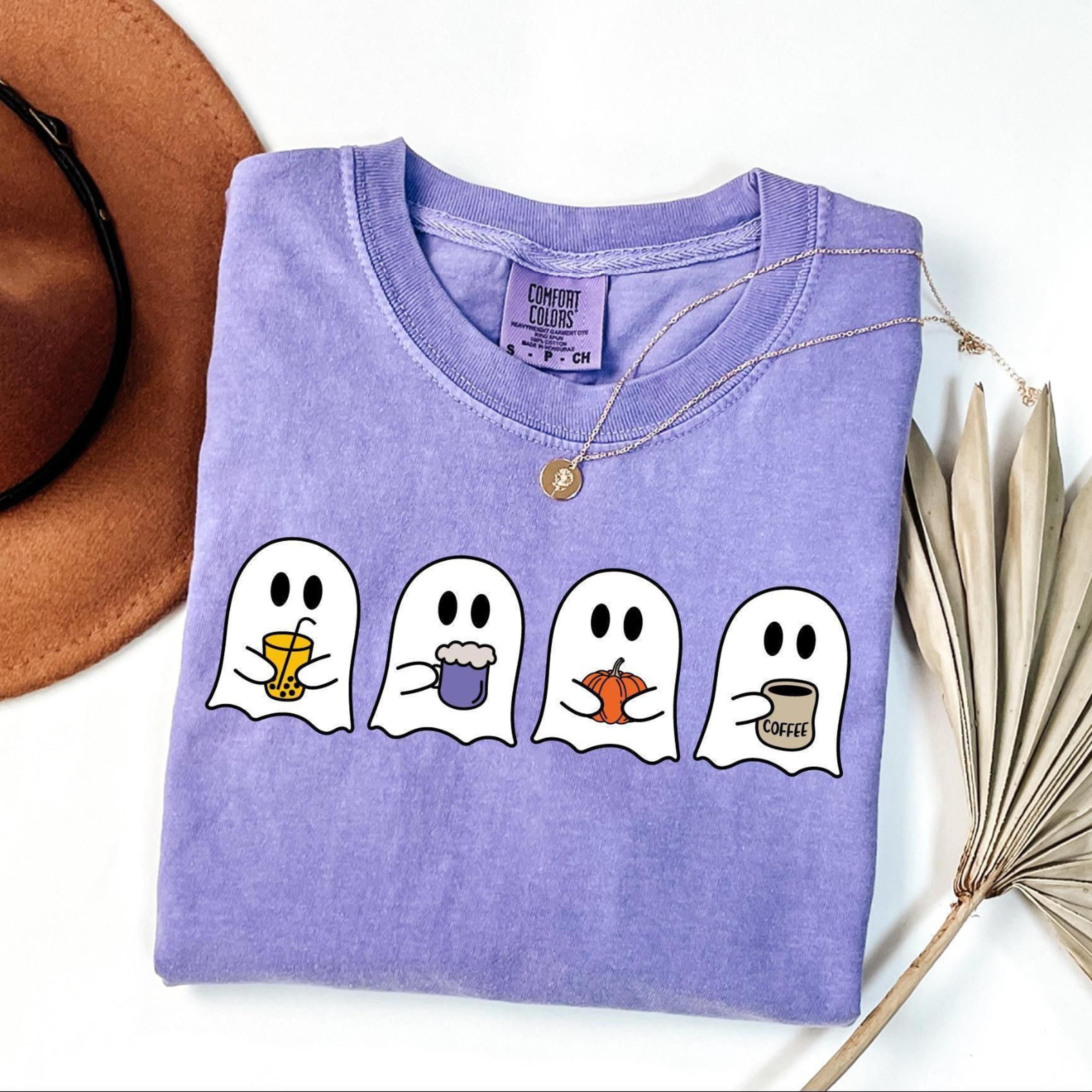 cute spooky ghost coffee shirt, womens ghost shirt, spooky season, fall coffee lover gift, halloween outfit