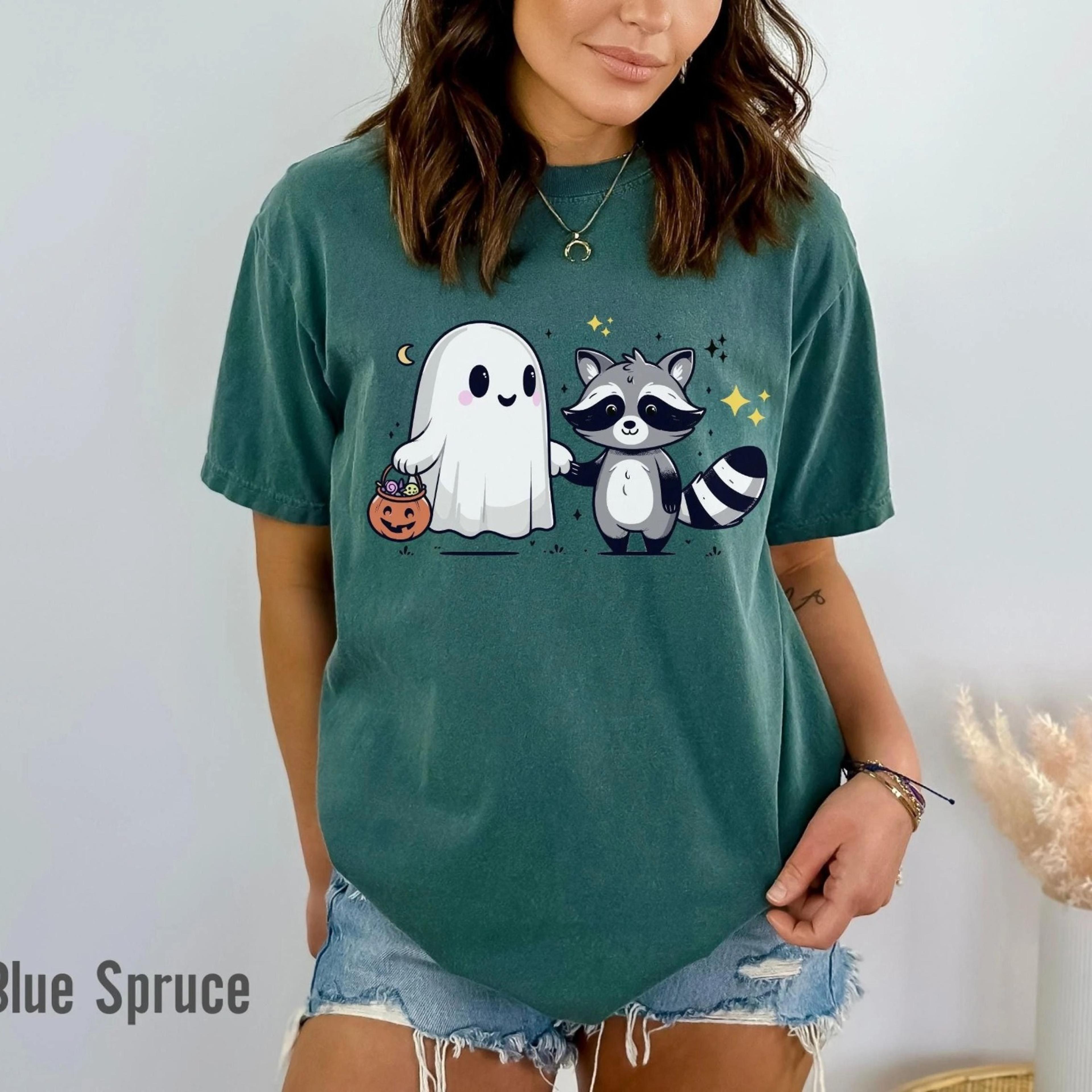 halloween ghost raccoon comfort colors shirt cute fall graphic tee spooky season shirt halloween gift for her