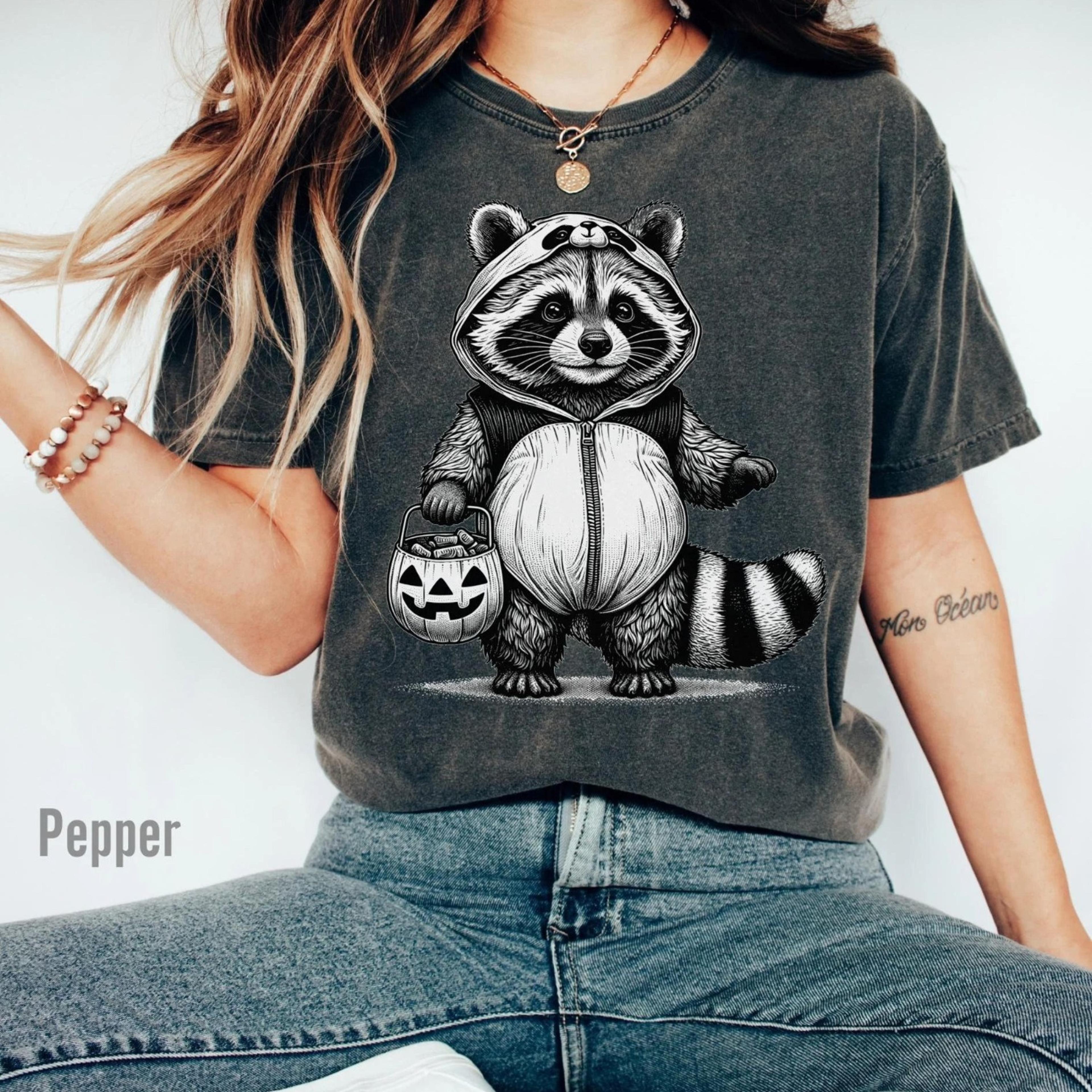 halloween raccoon comfort colors shirt cute pumpkin raccoon tee spooky season fall shirt halloween gift for her