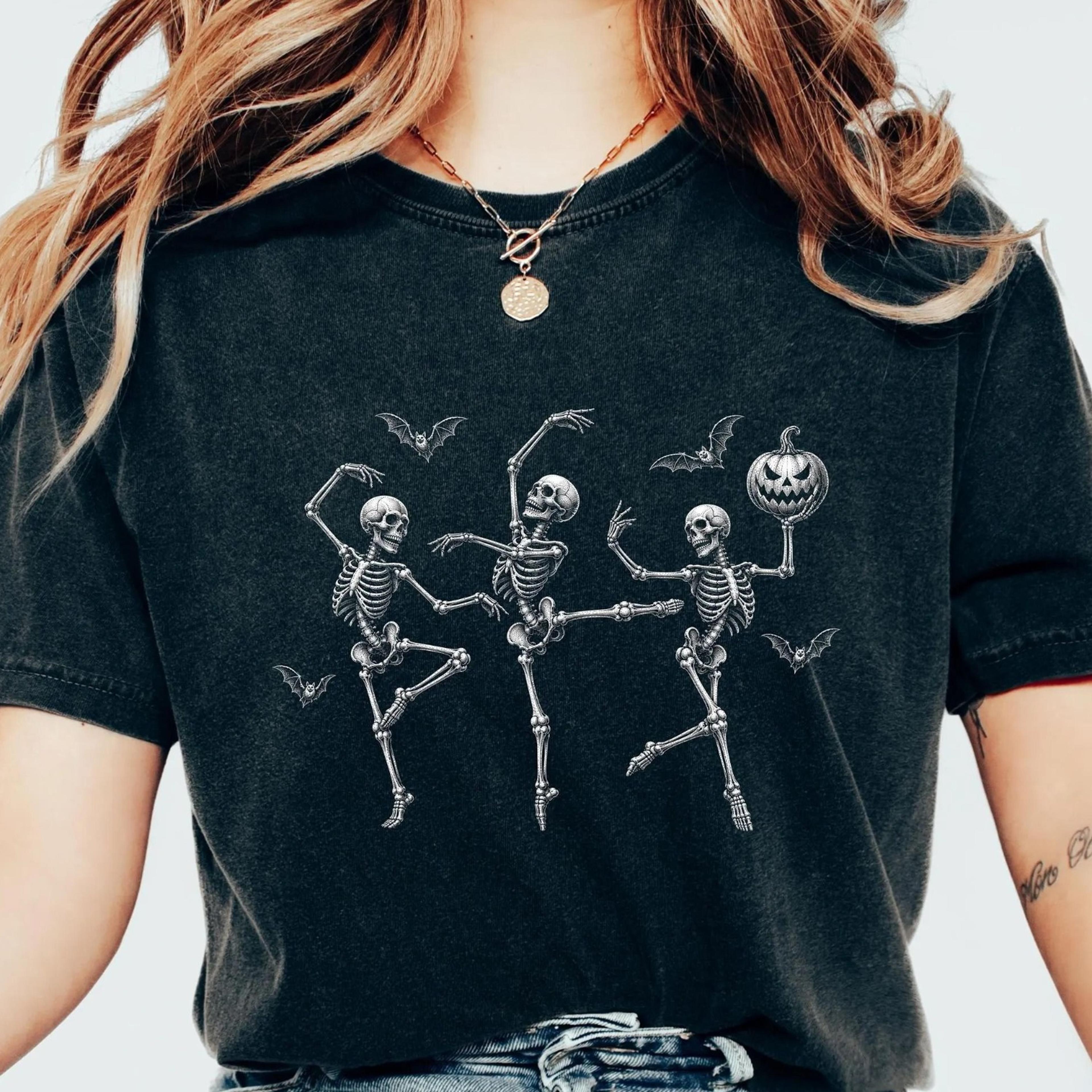 dancing skeleton shirt, halloween skeleton tee, spooky season shirt, skeleton dance shirt, gothic halloween tee