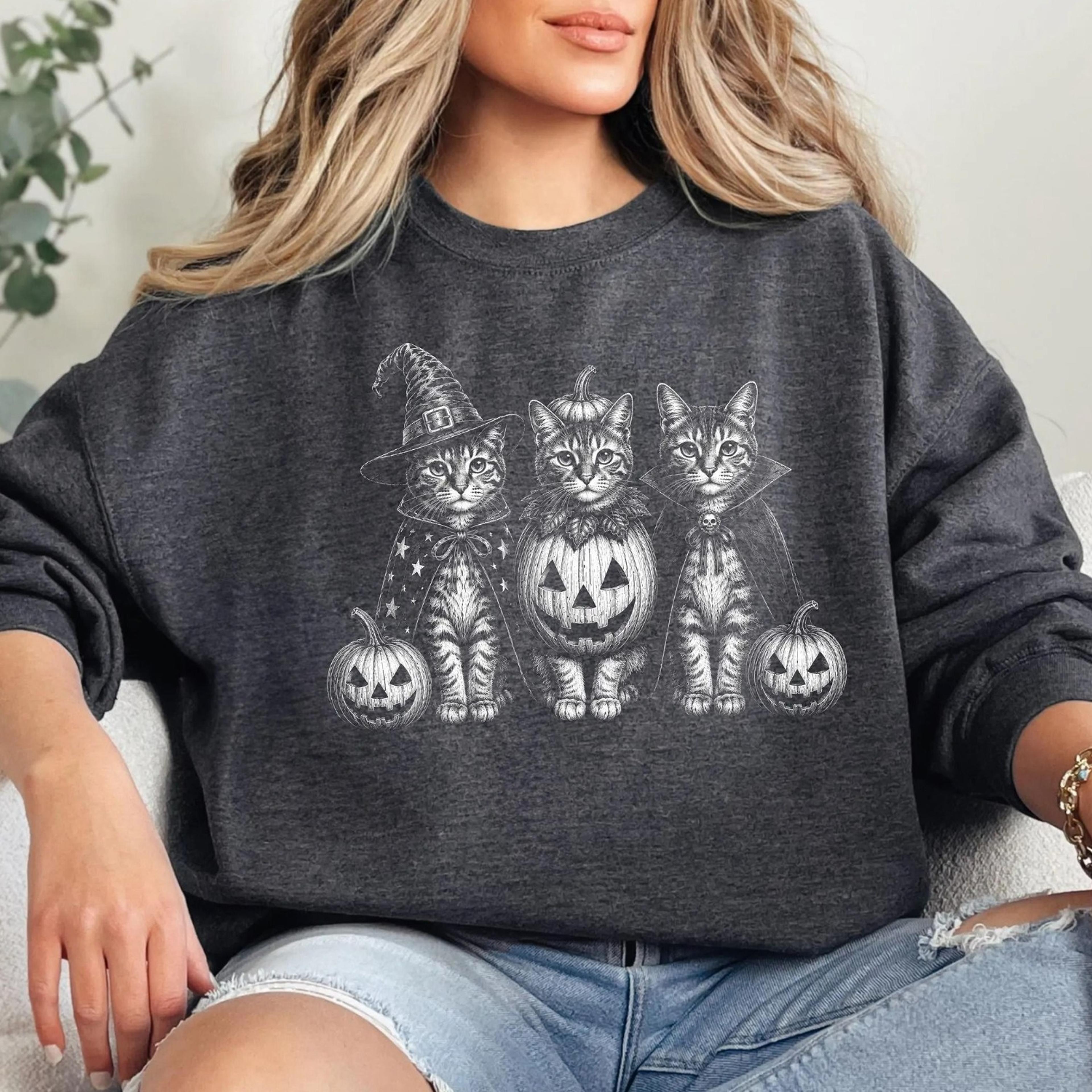 halloween cat shirt, witch cat pumpkin cat vampire cat tee, cute spooky cat shirt, black cat halloween shirt,