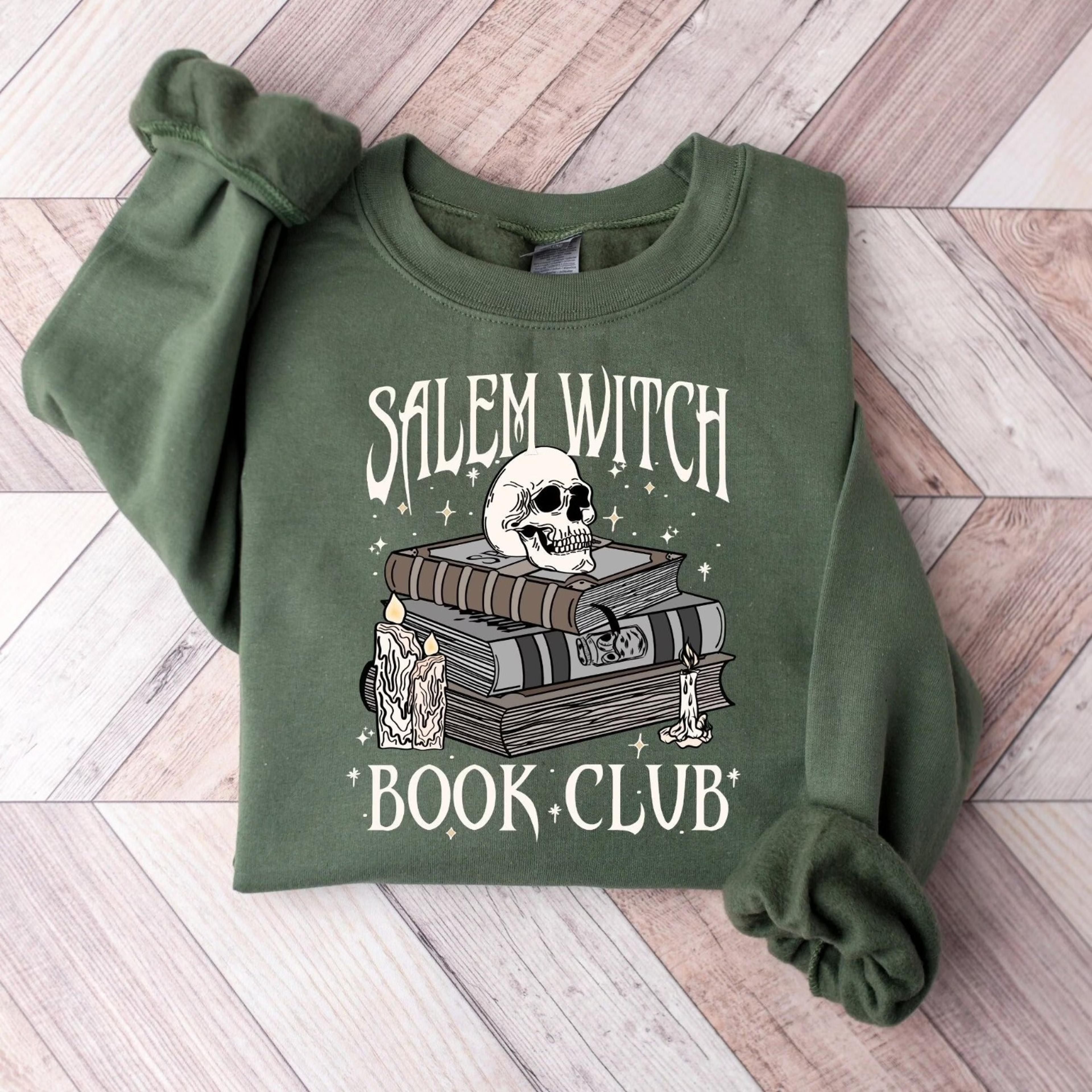 salem witch book club sweatshirt retro halloween book lover crewneck witchy reading shirt spooky gift for her