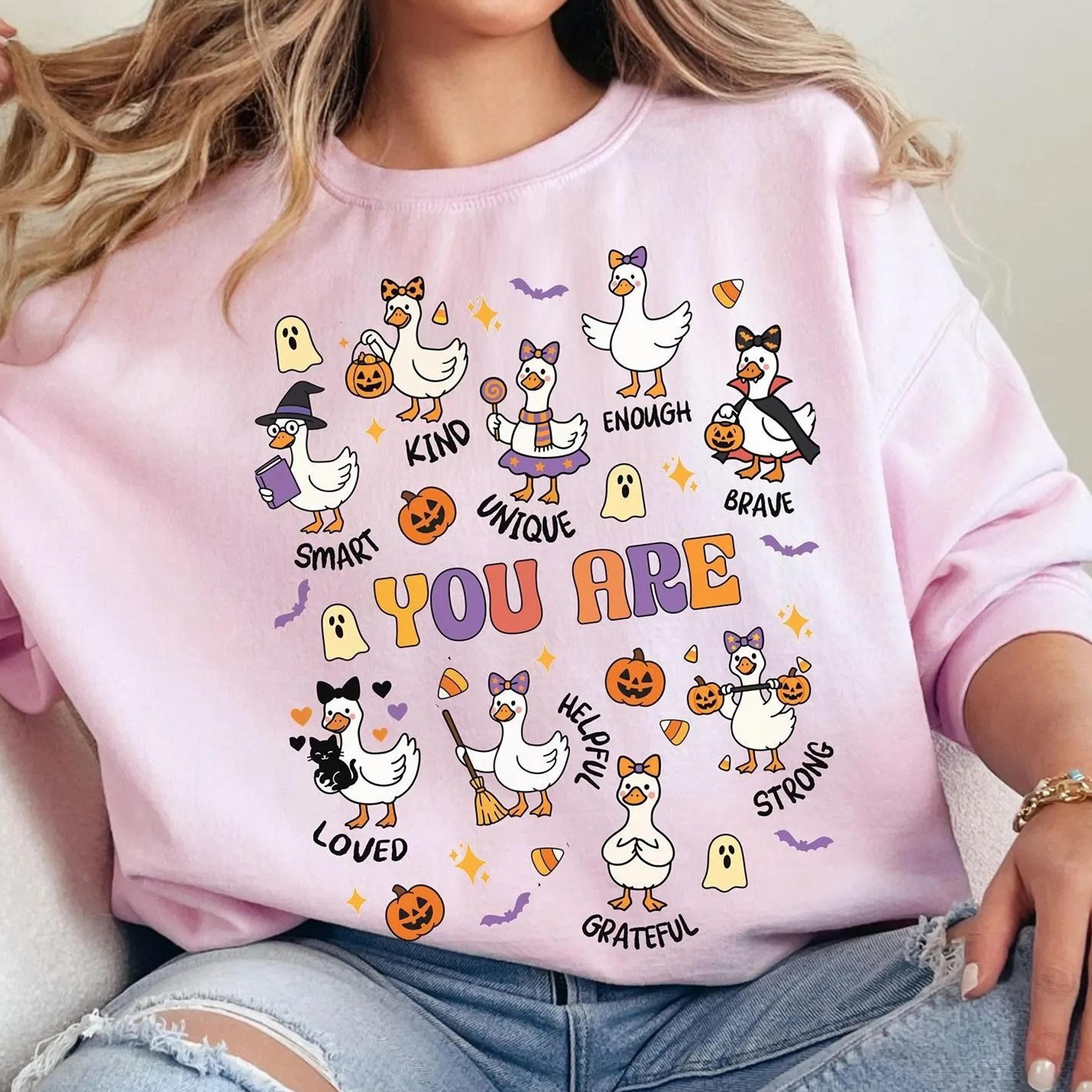 halloween silly goose you are kind sweatshirt, teacher positive affirmations sweater, cute goose fall classroom tee, sel