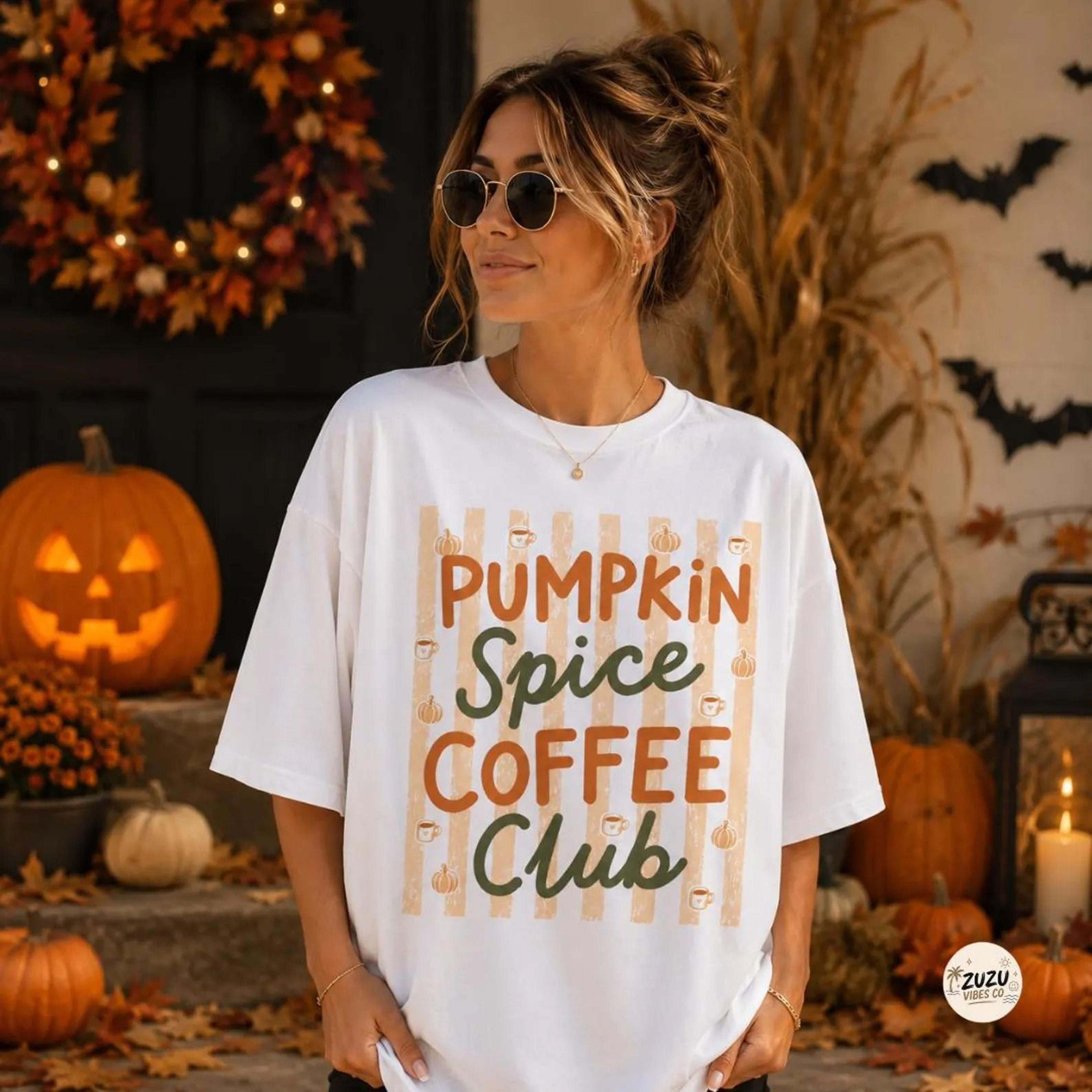 pumpkin spice coffee club shirt fall coffee graphic tee autumn pumpkin latte shirt cozy season coffee lover gift for her
