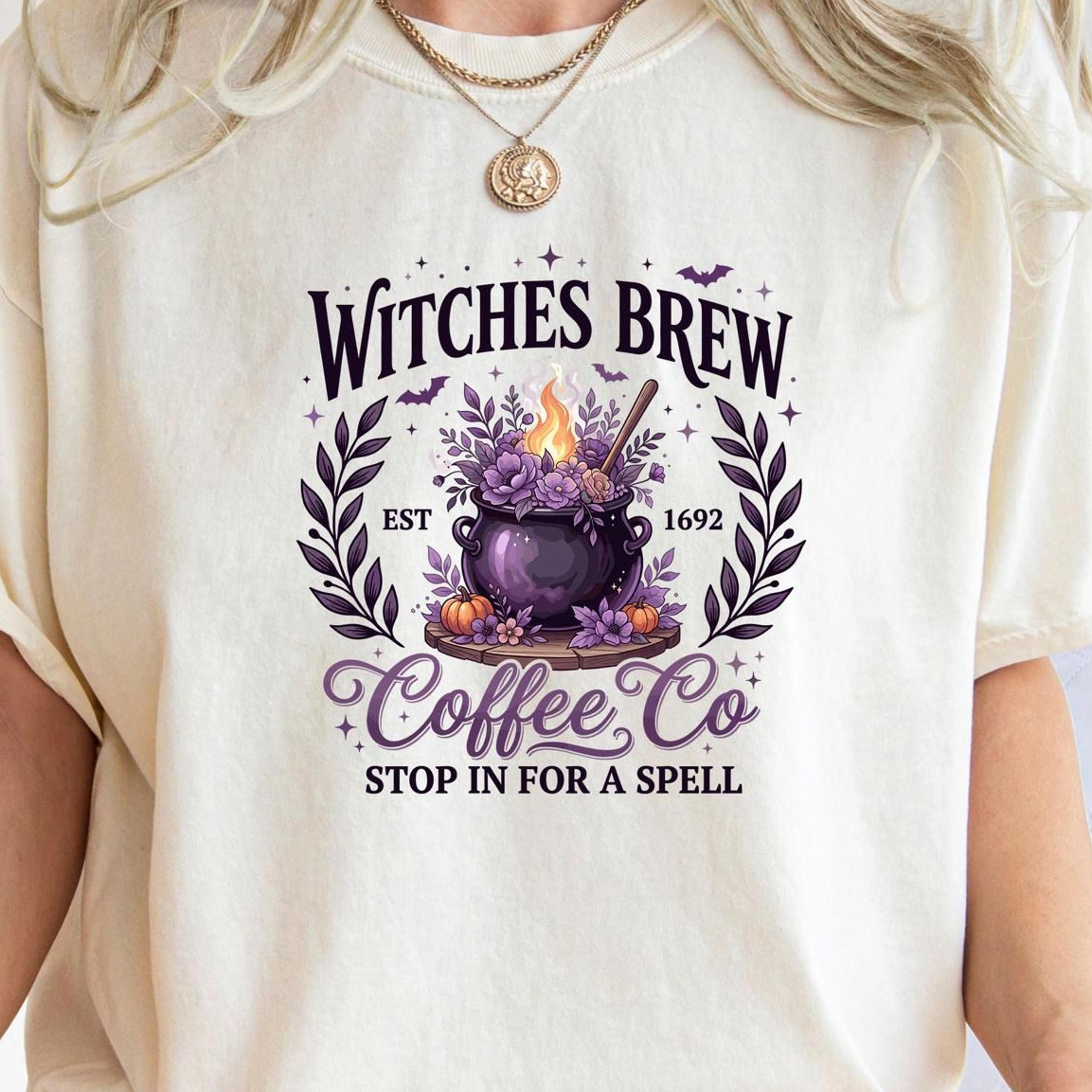 witches brew halloween shirt, vintage witch tee, coffee lover gift