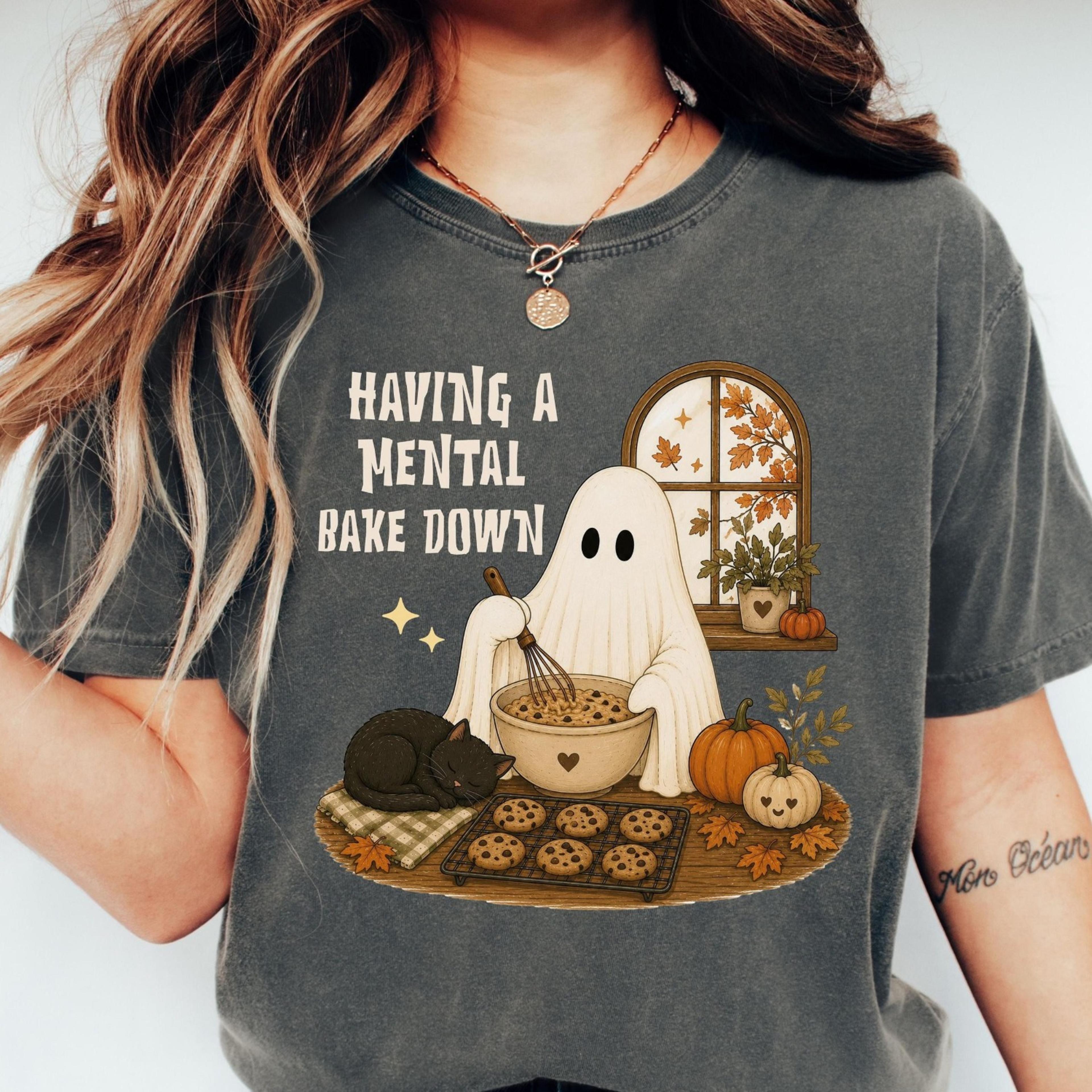 having a mental bake down shirt, funny baking ghost shirt, halloween baker tee