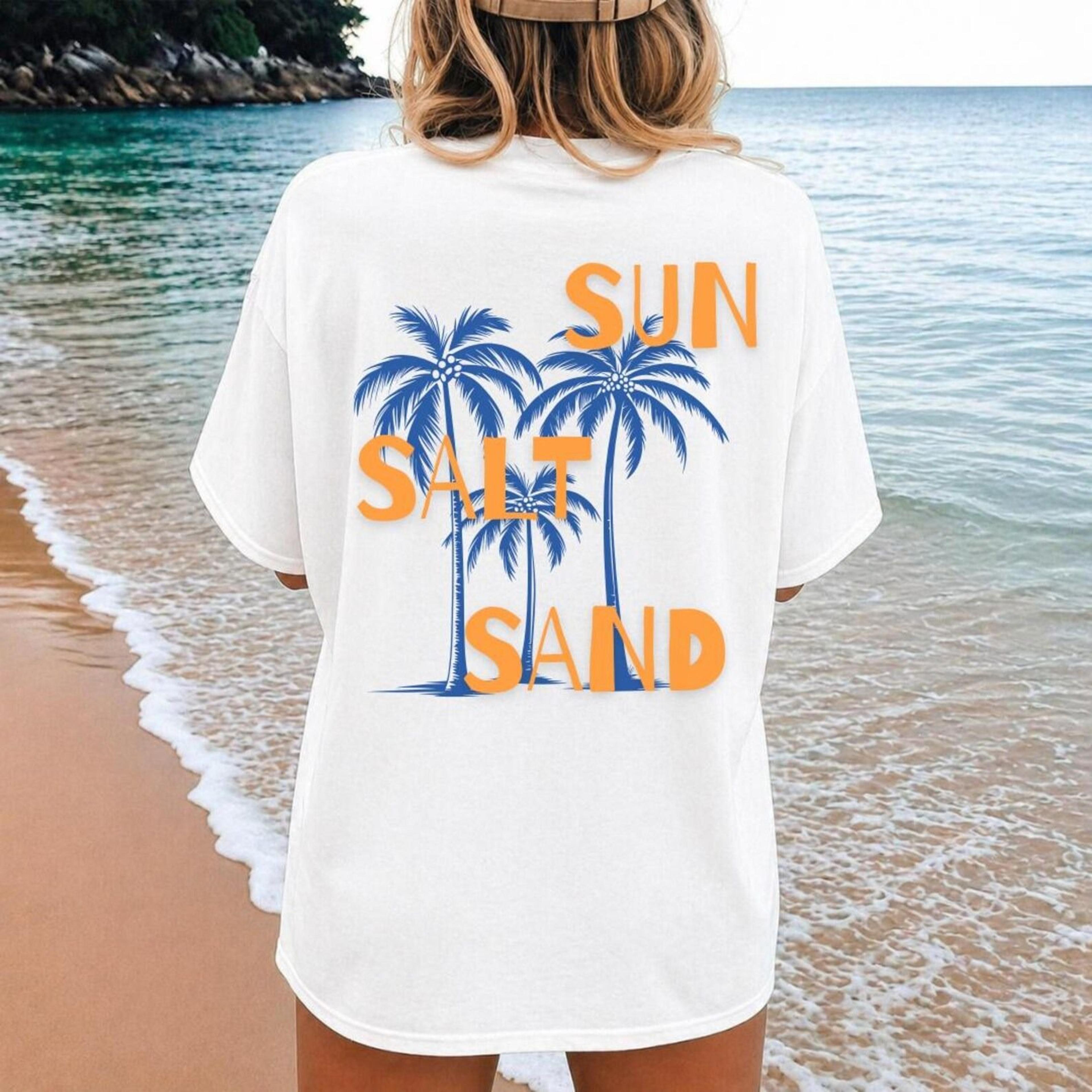 sun salt sand shirt retro beach vacation tee palm tree coastal summer graphic shirt ocean lover gift for her
