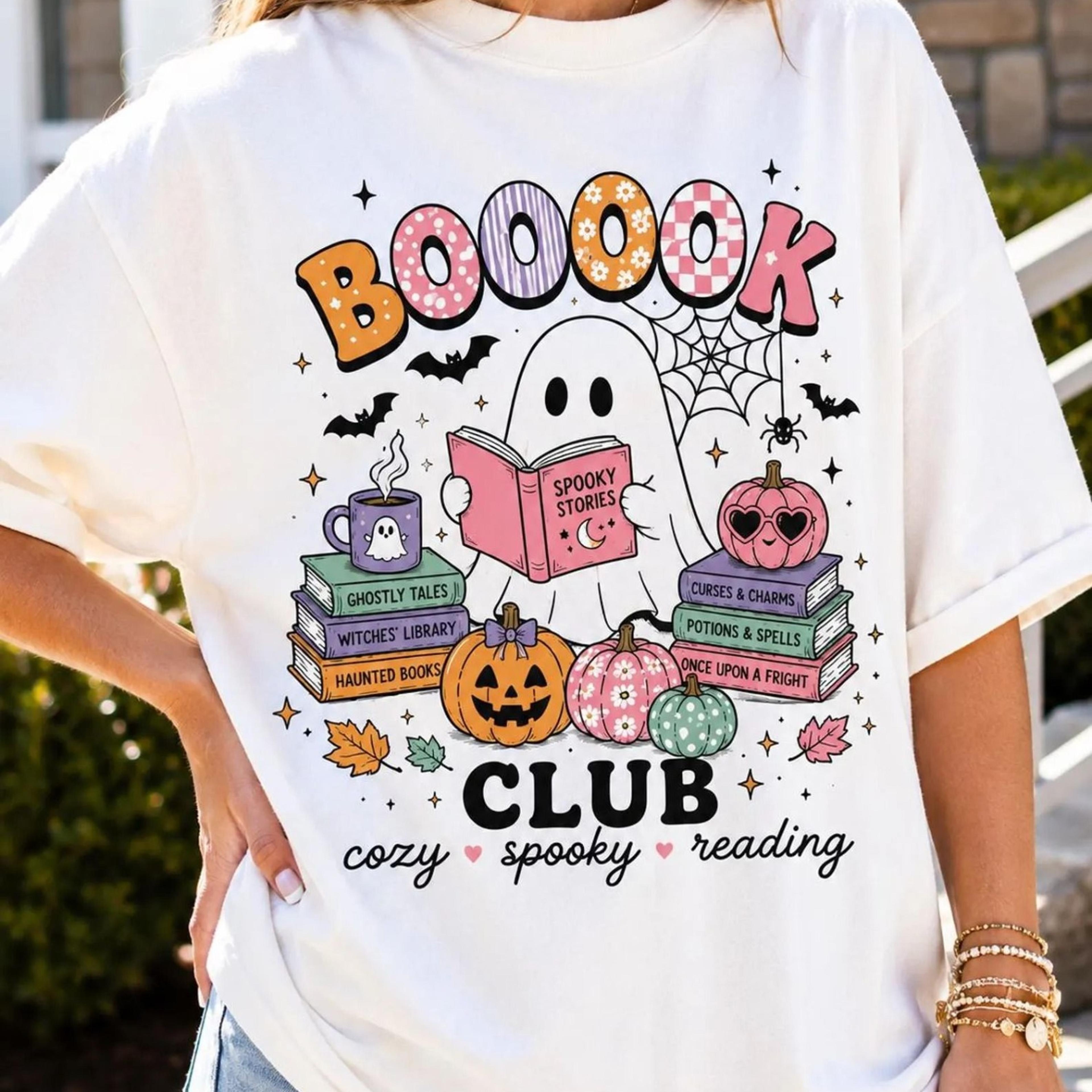 booook club shirt, spooky reading shirt, ghost book lover tee, halloween book club shirt, cozy reader gift