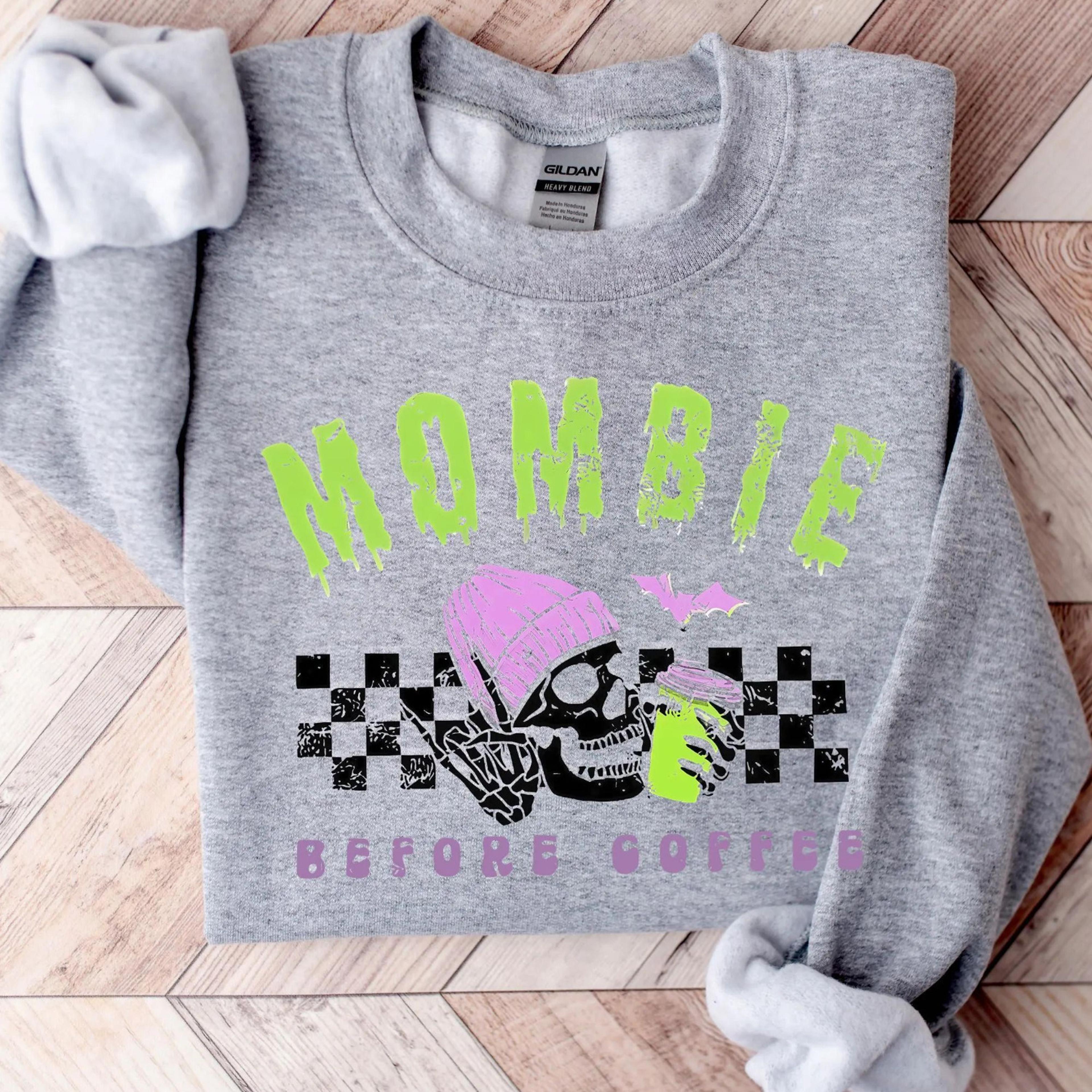 mombie before coffee shirt funny zombie mom halloween spooky season tee