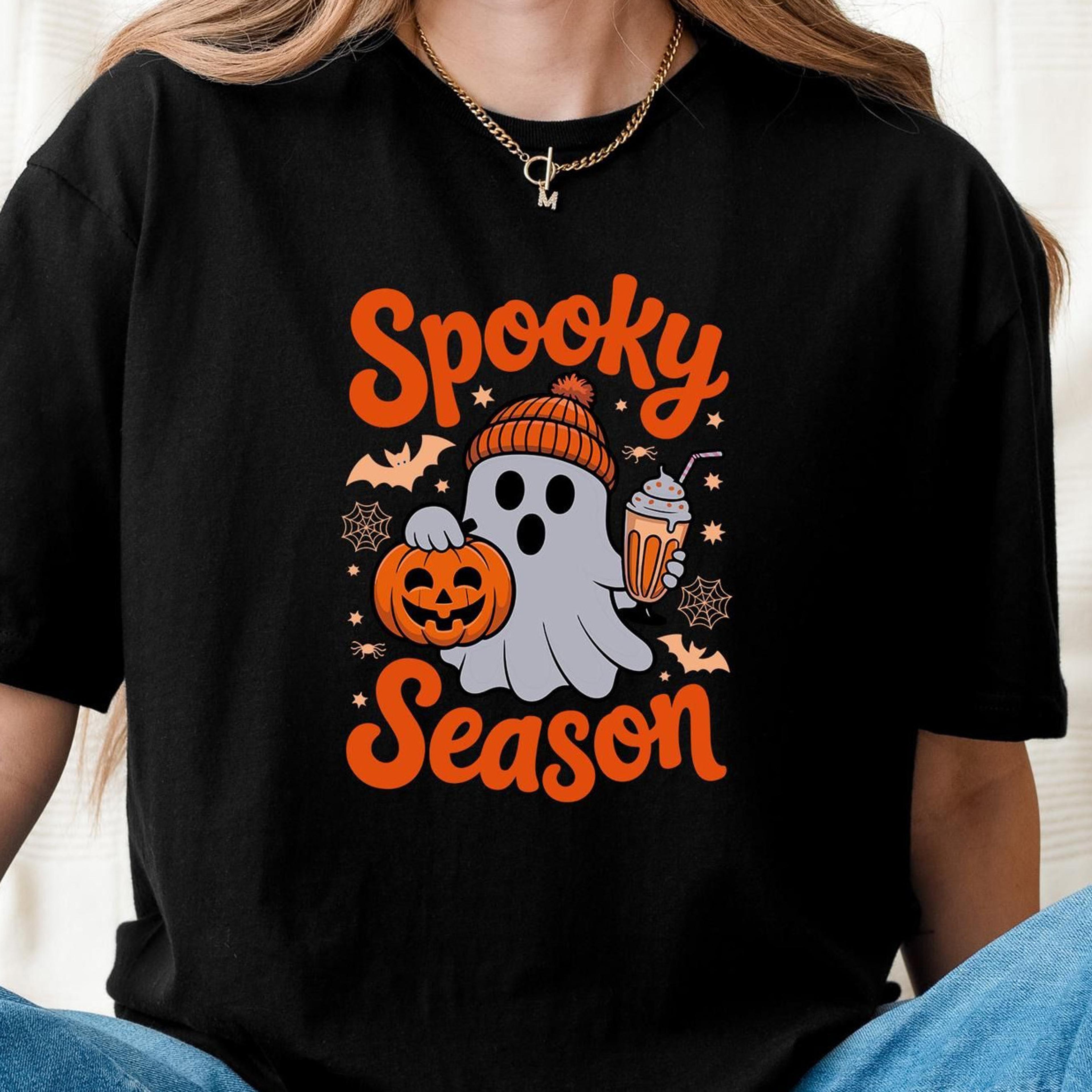 spooky season shirt, halloween iced coffee tee, cute ghost gift