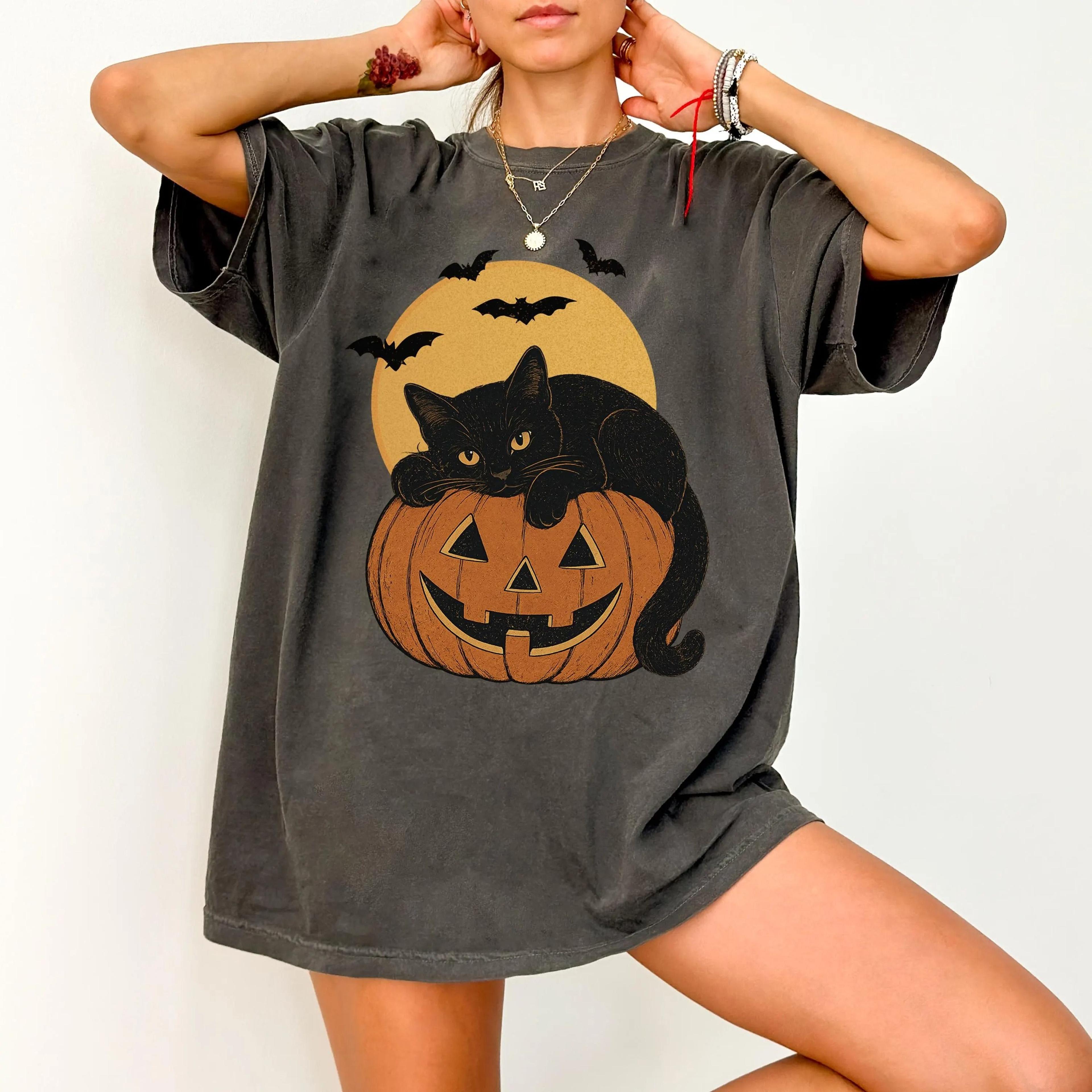 shirt, halloween cat shirt, spooky season tee, fall tshirt vintage pump