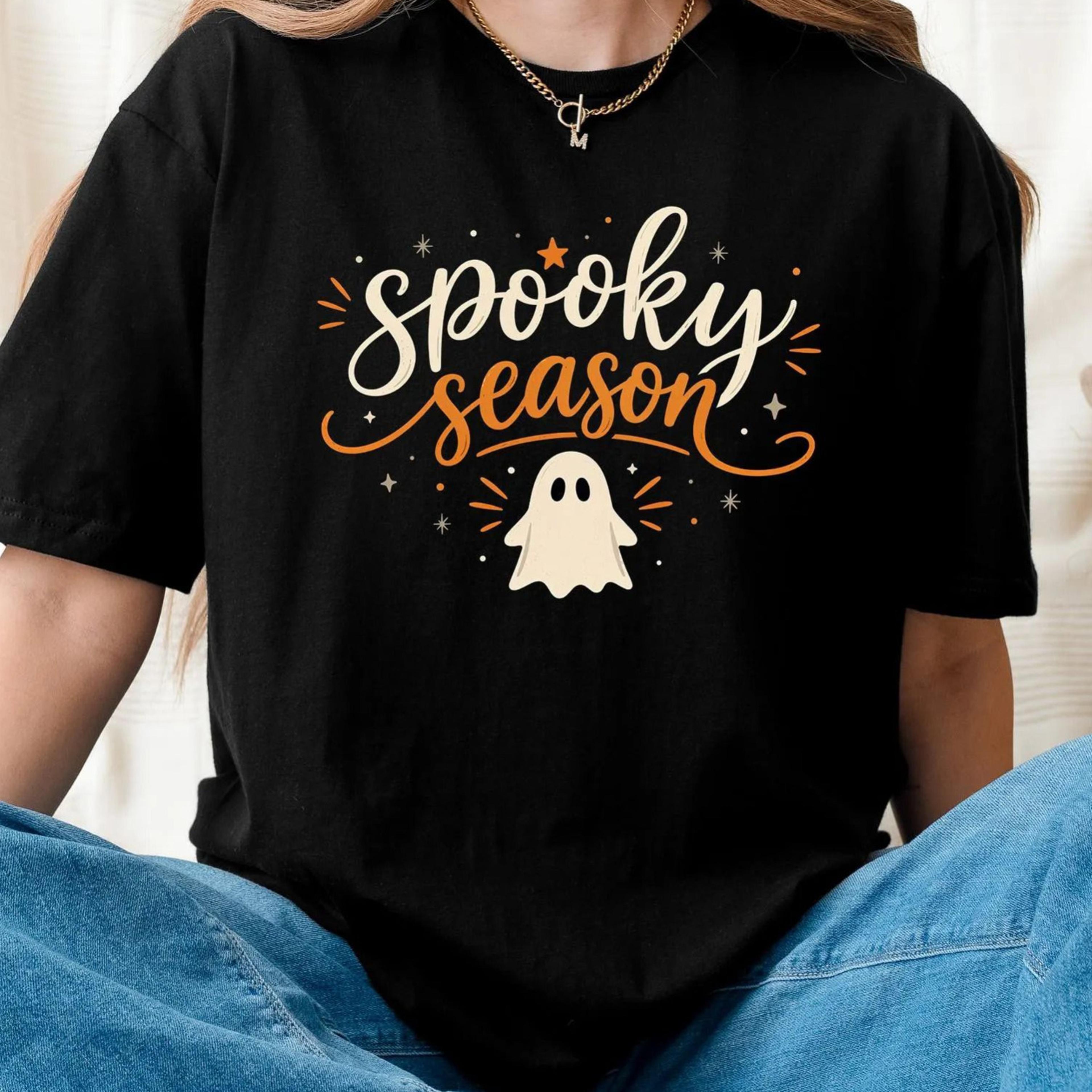 spooky season shirt, cute halloween tee, autumn ghost gift