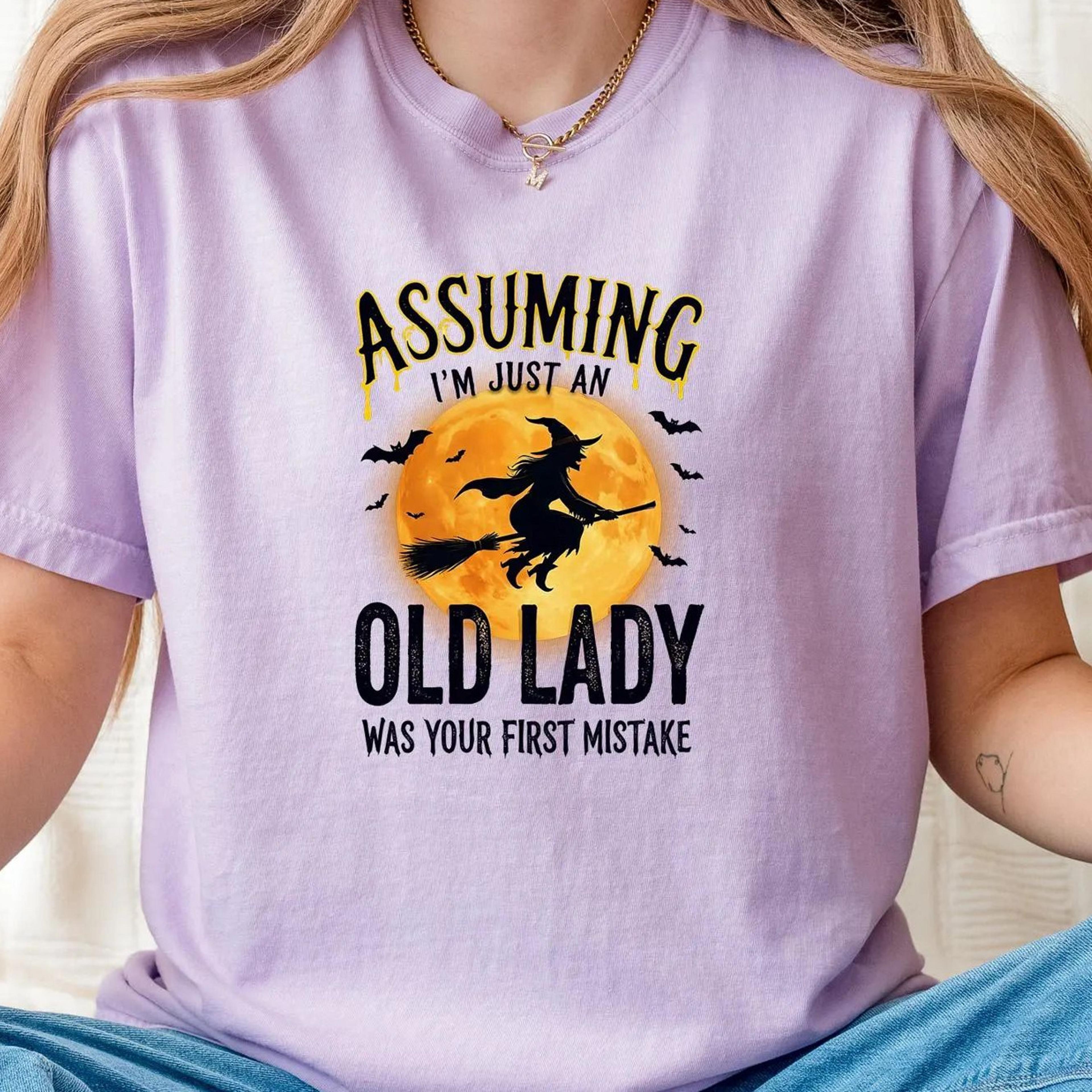 just an old lady shirt, sassy witchy halloween tee, funny witch gift