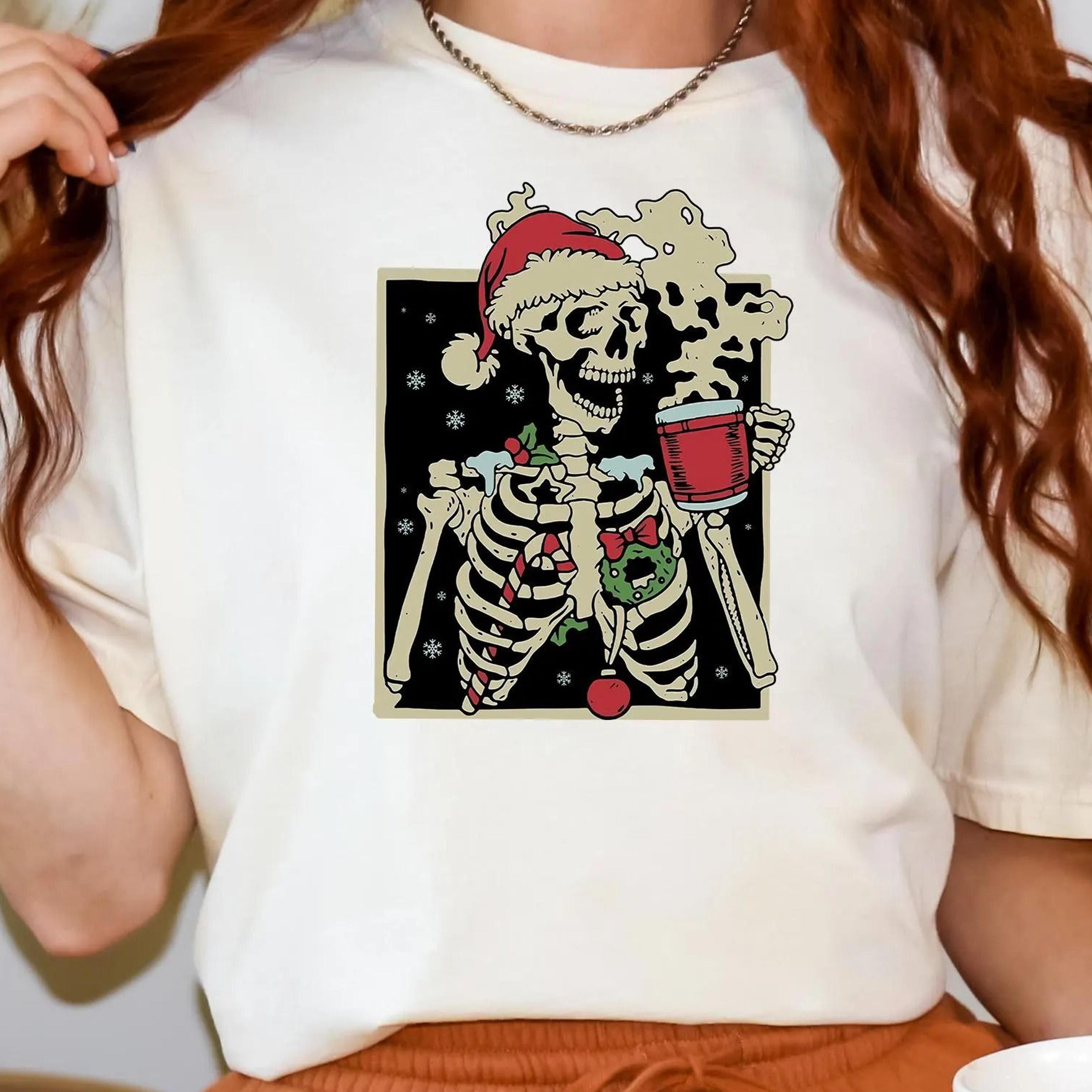 dead inside skeleton christmas sweatshirt sarcastic coffee holiday graphic
