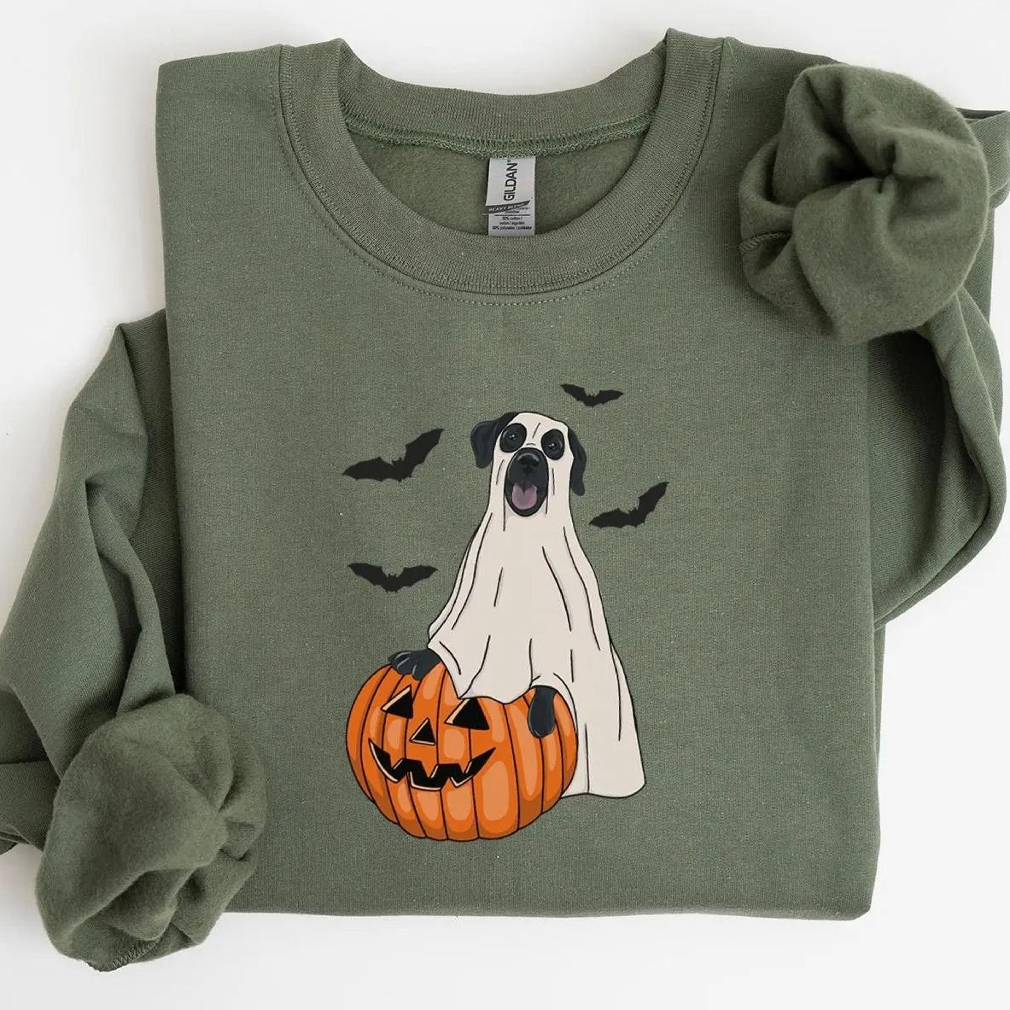 black labrador halloween sweatshirt, ghost dogs sweatshirt, halloween dog, halloween shirts, fall sweater, spooky season