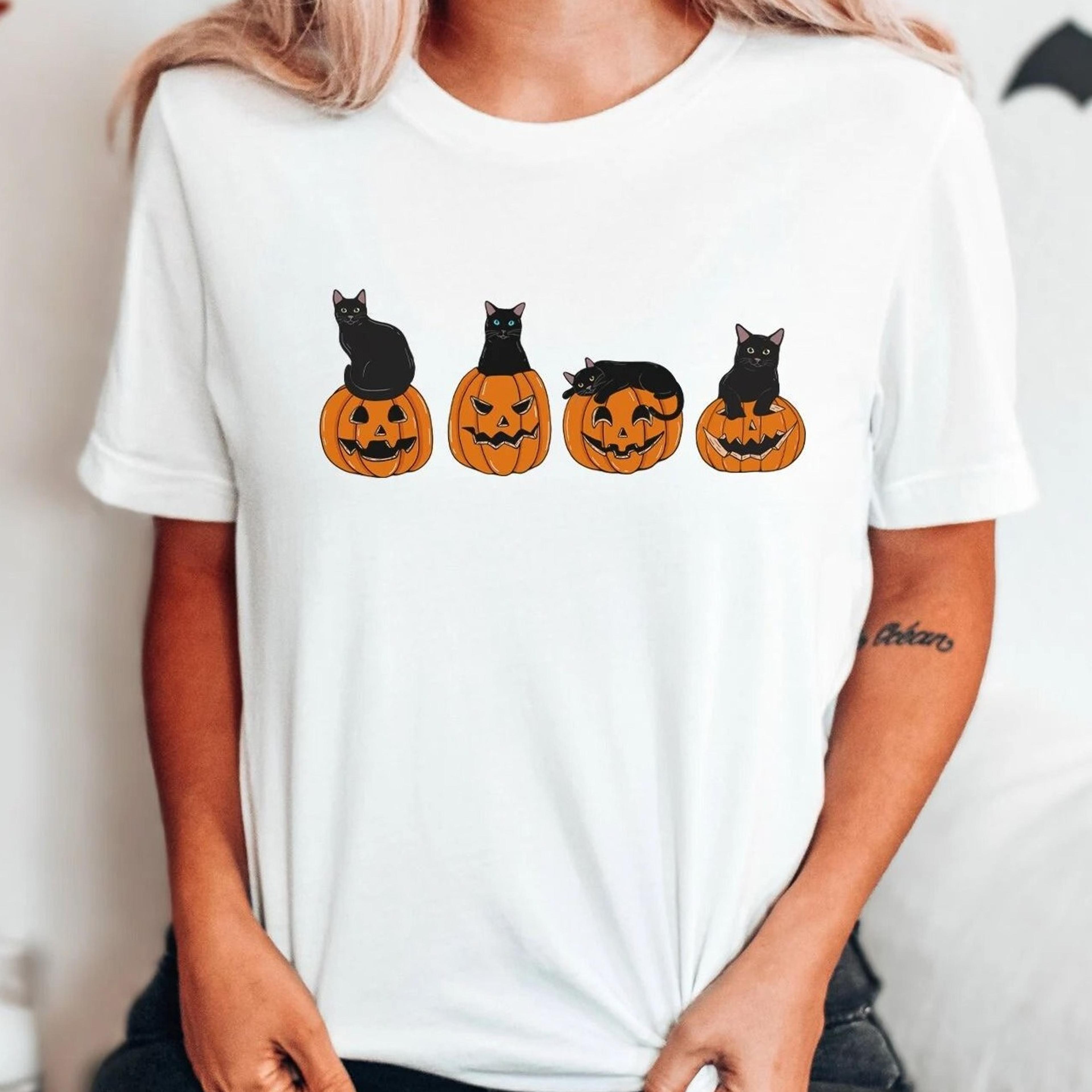 halloween shirt, halloween t-shirt, black cat shirt, halloween cat, ghost shirt, pumpkin shirt, spooky season, cat lover
