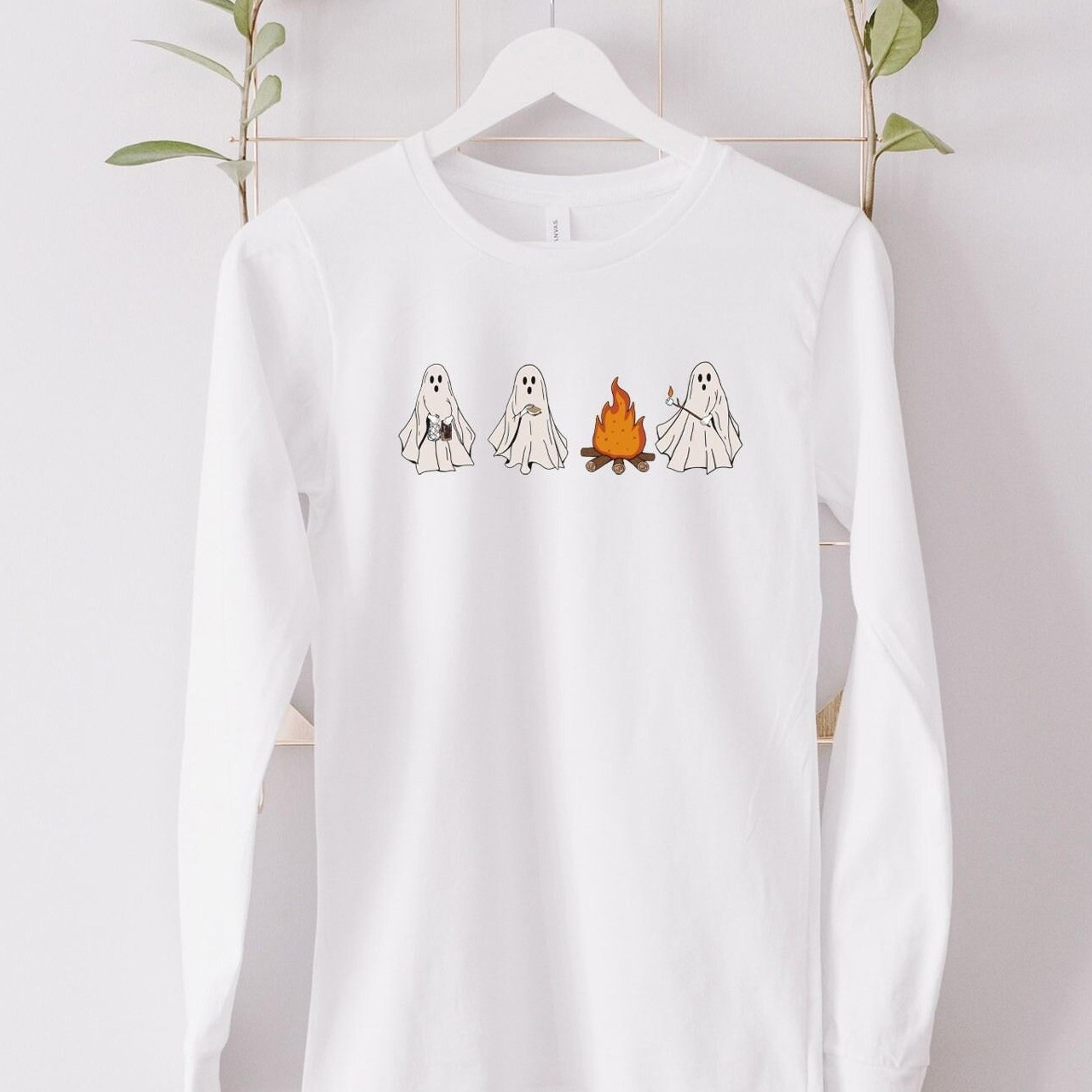 ghost shirt, halloween shirt, halloween t-shirt, smores camping shirt, fall shirt for women, pumpkin shirt, trick or tre