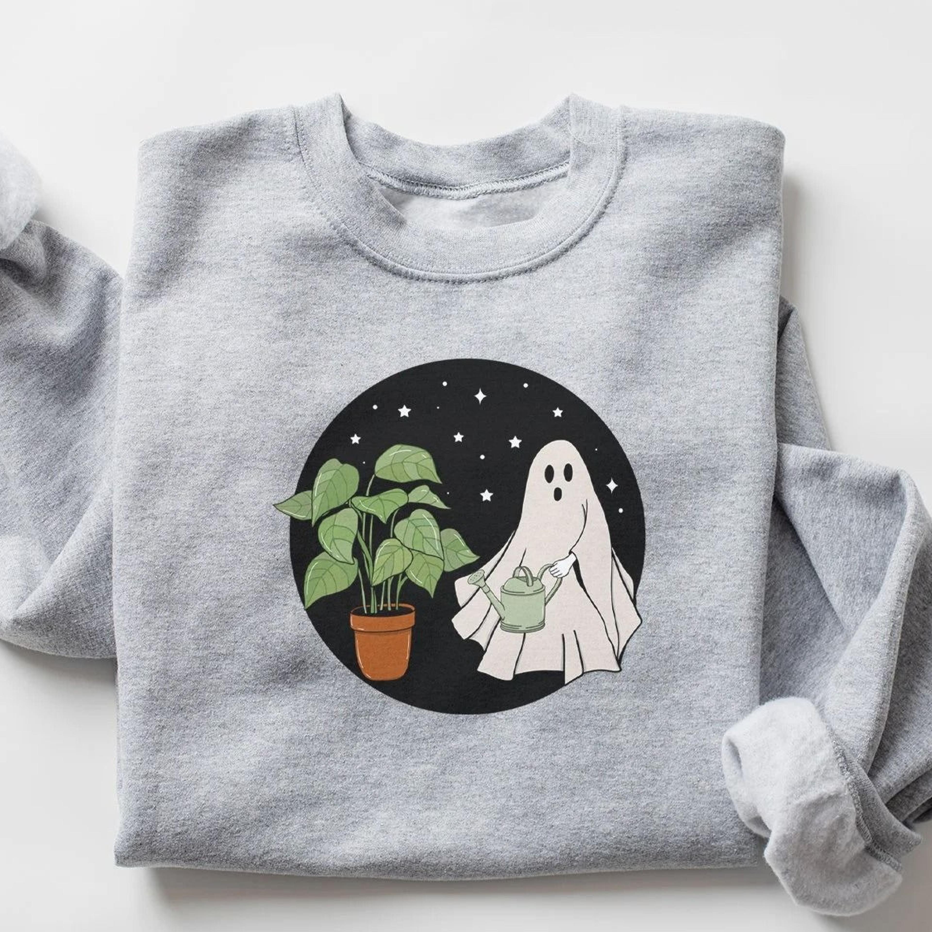 halloween crewneck sweatshirt, ghost sweatshirt, plant shirt, plant lover gift, funny halloween, fall shirt, halloween s