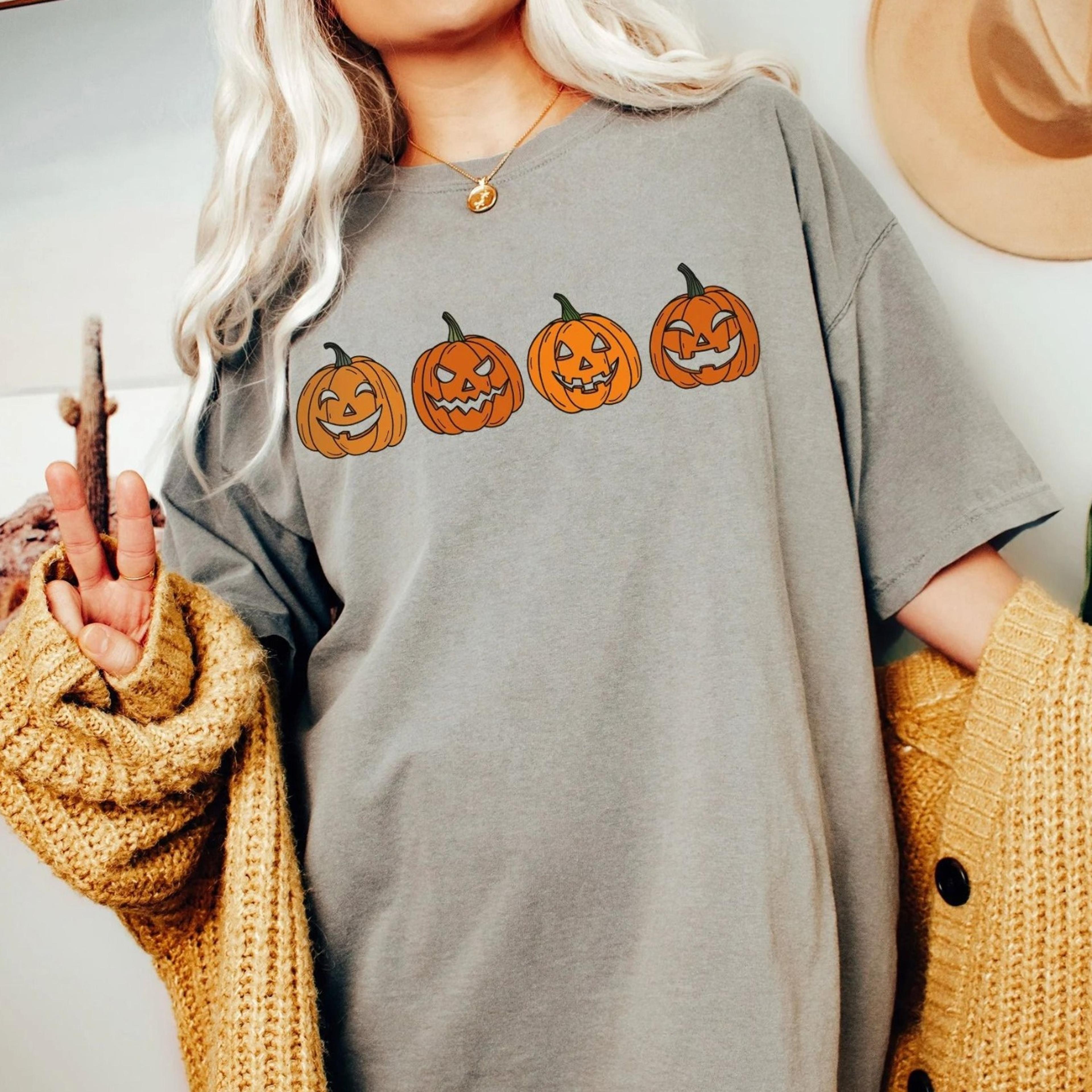 halloween shirt, pumpkin shirt, fall shirts for women, jack-o-lantern shirt, spooky season shirt, halloween oversized ts