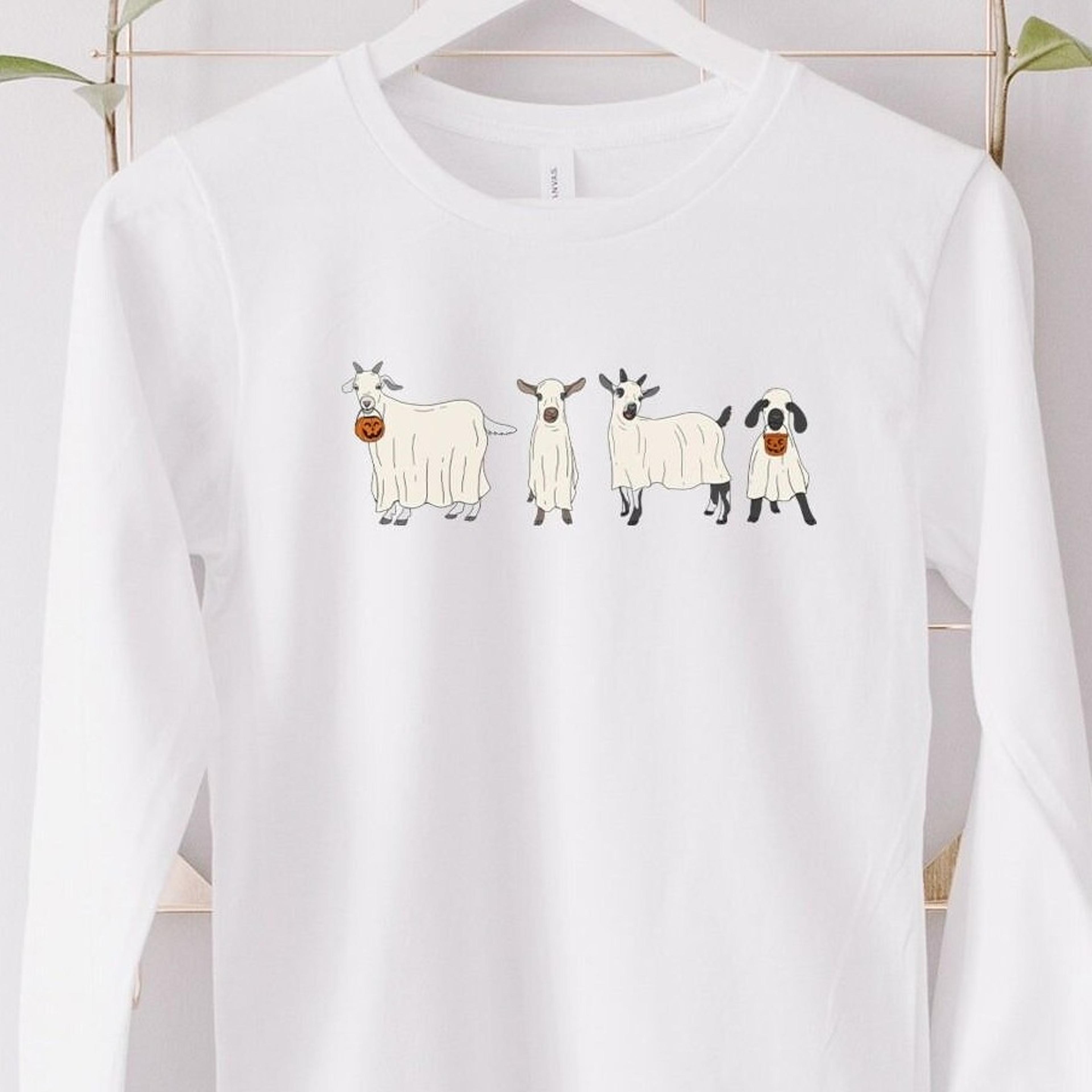 halloween shirt, halloween t-shirt, ghost goat shirt, ghost shirt, goat lover gift, funny halloween animals, fall shirt,